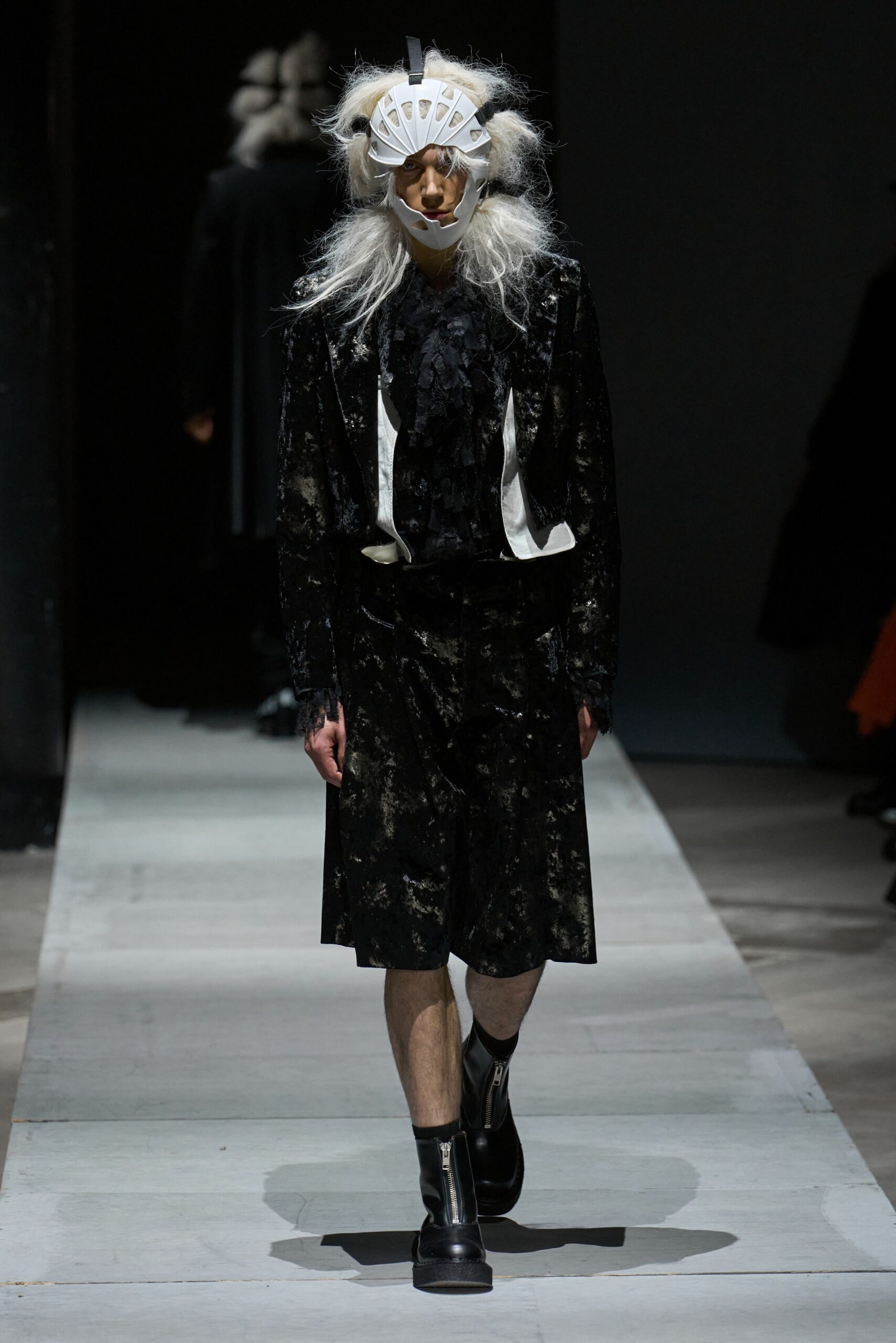 black velvet coat and shorts