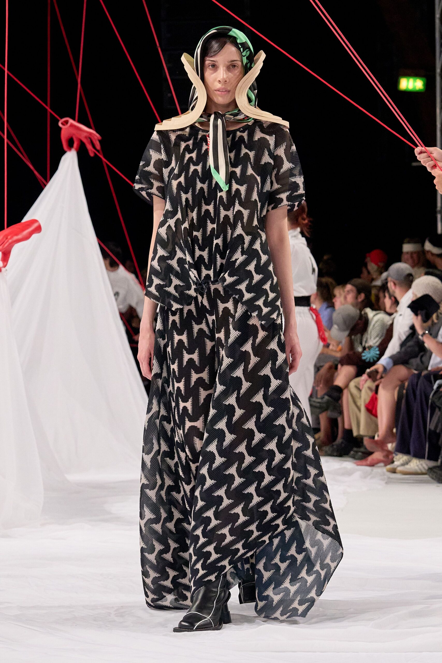 black and white printed maxi dress