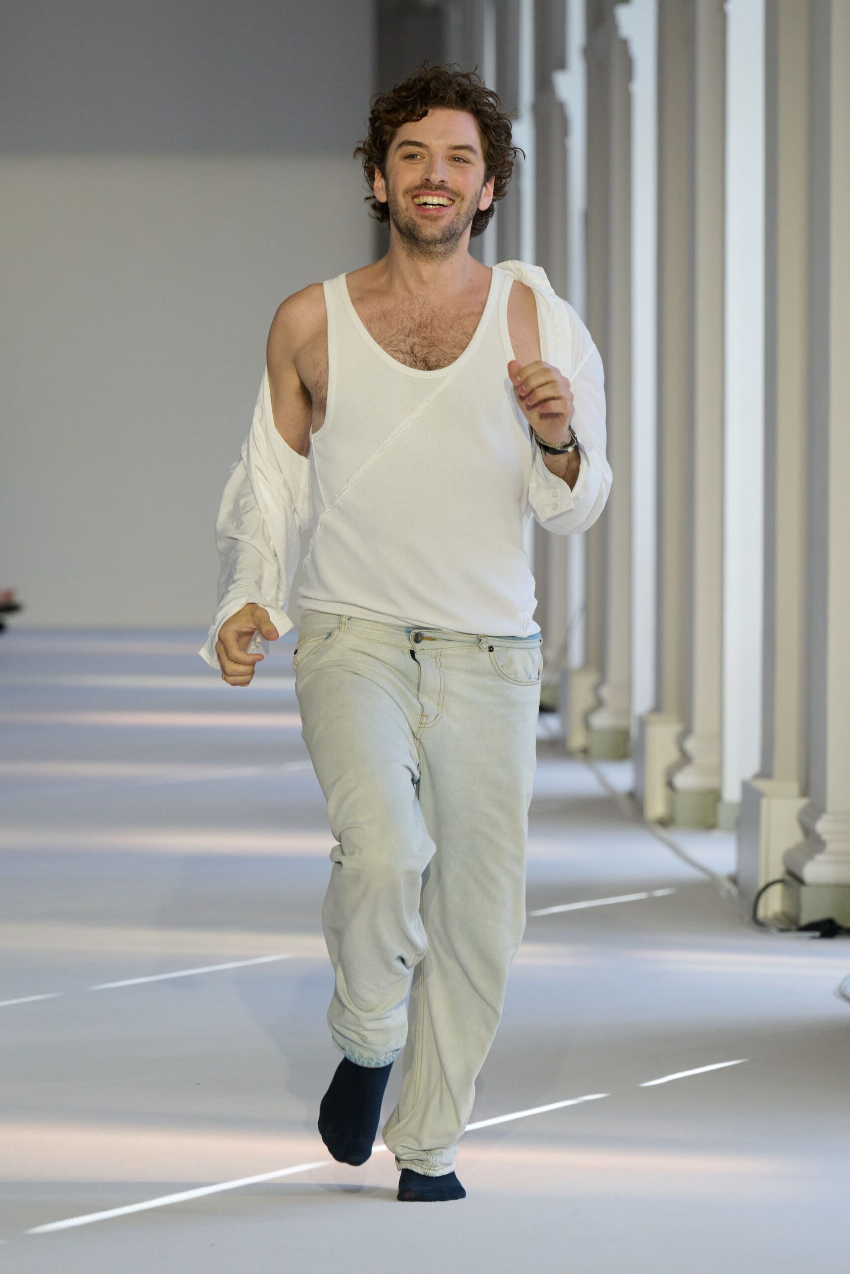 white tank-top and relaxed shirt