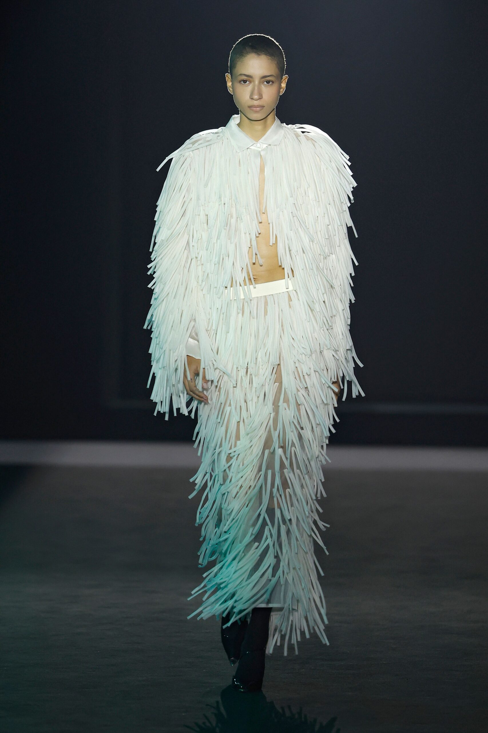white fringed maxi dress