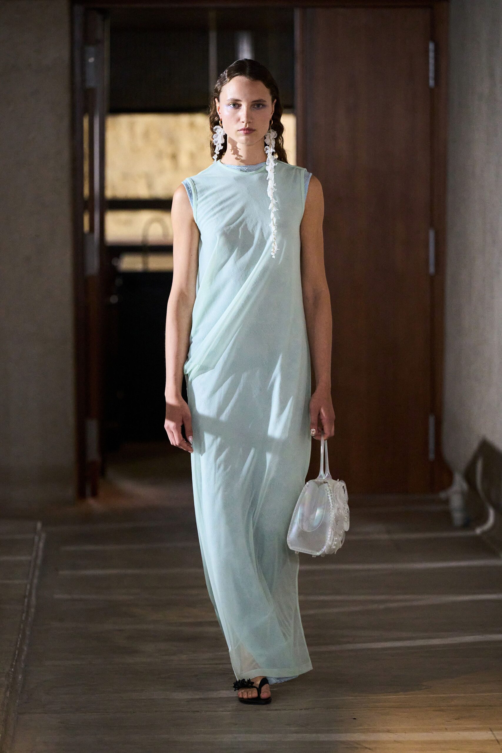 blue silk sleeveless maxi dress