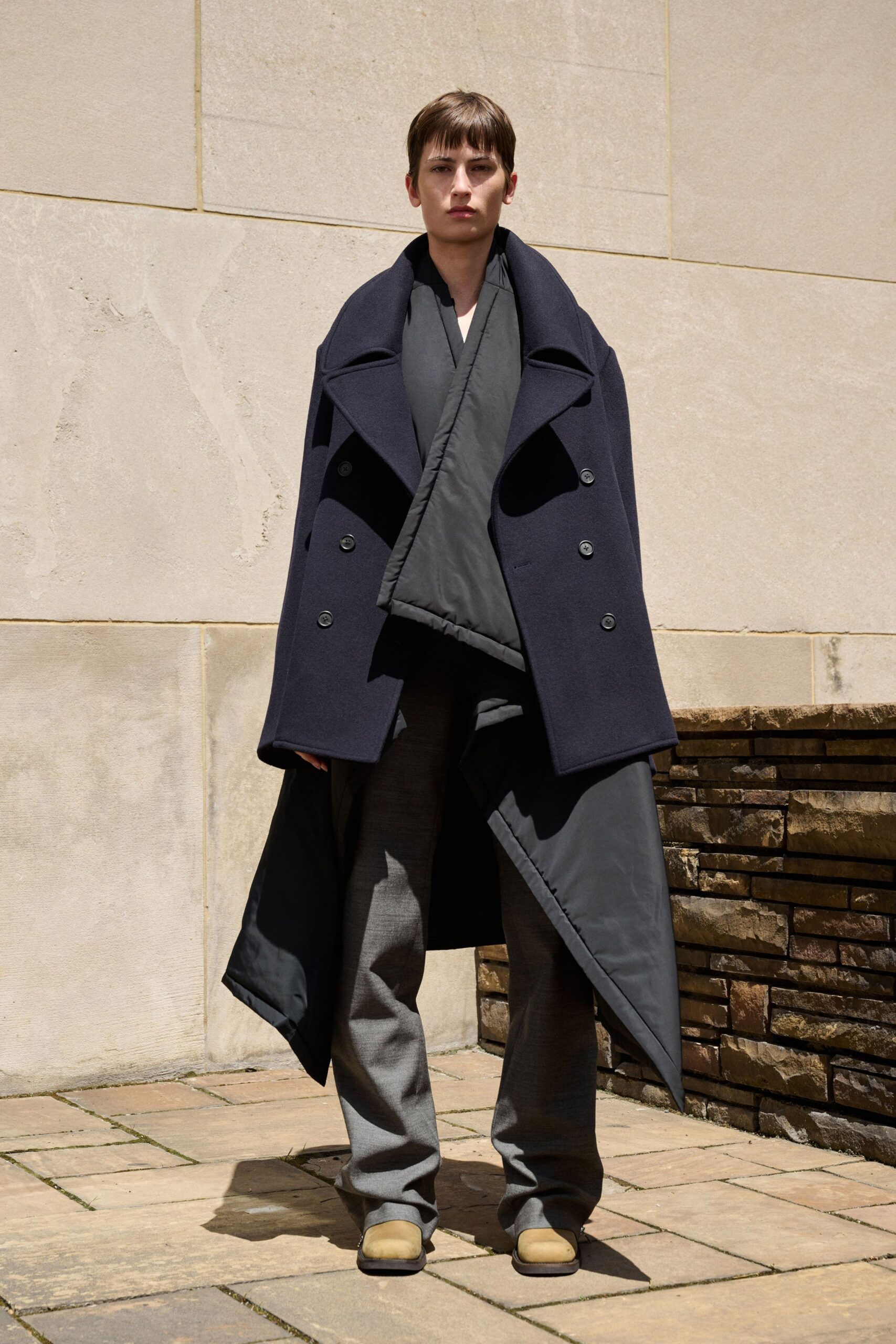 oversized black wool coat