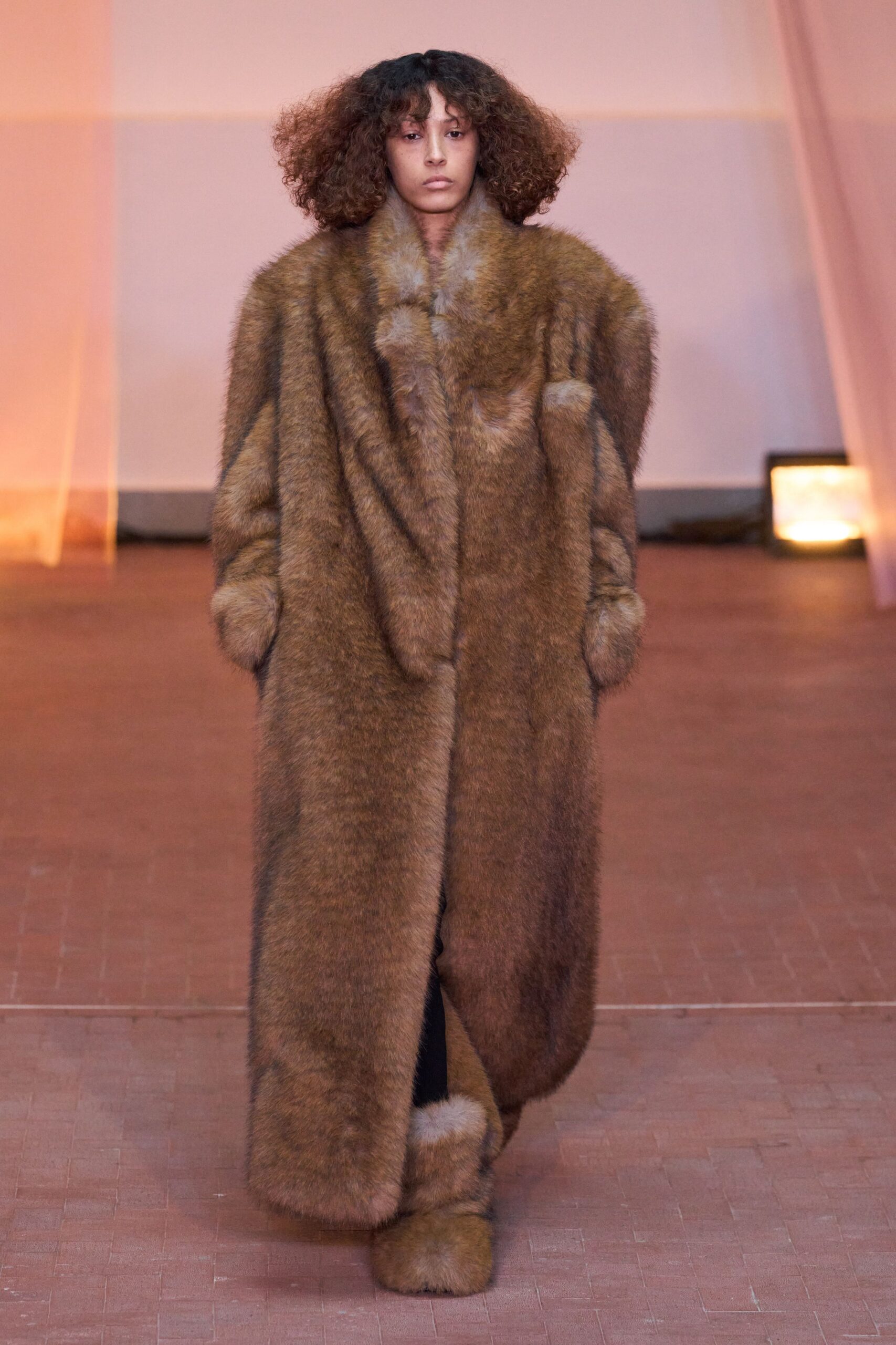 brown fur relaxed coat