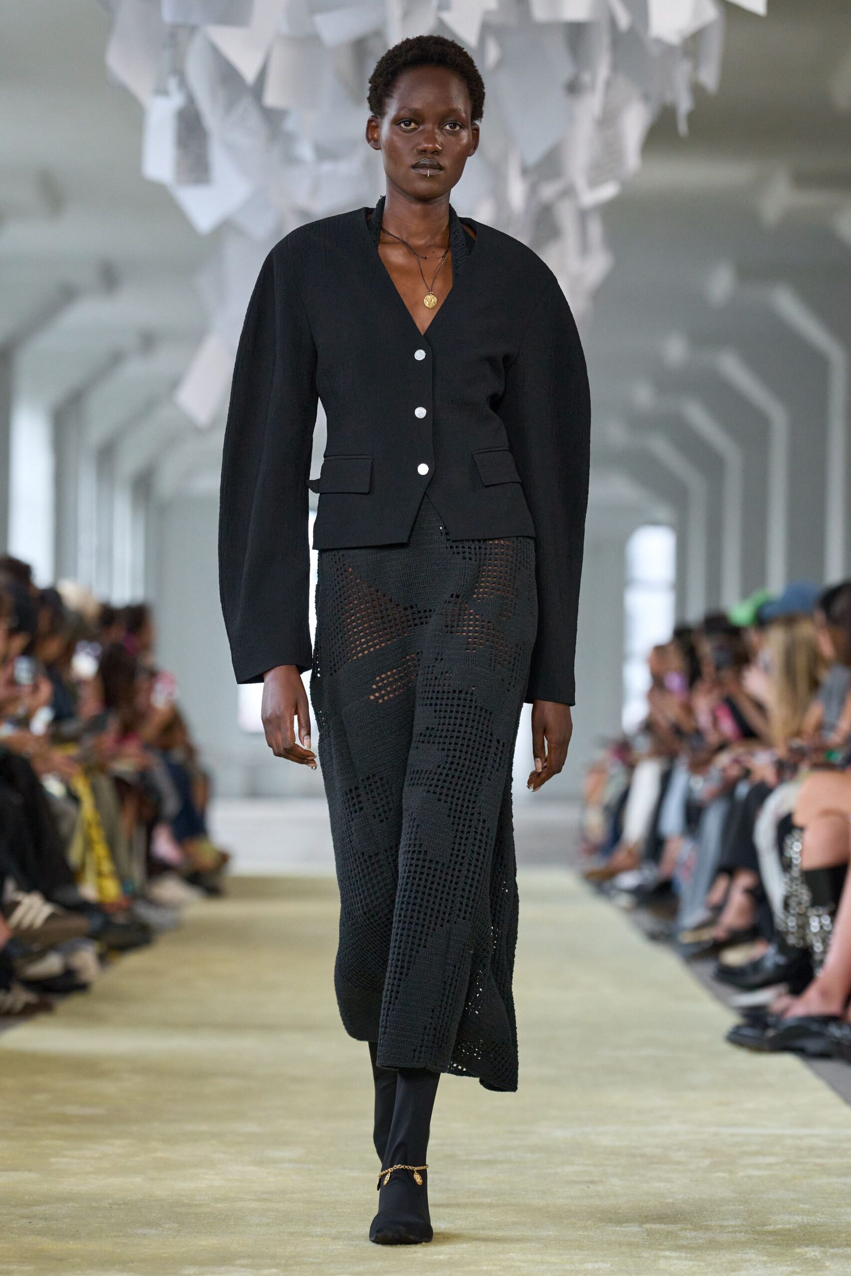 black fitted blazer and skirt