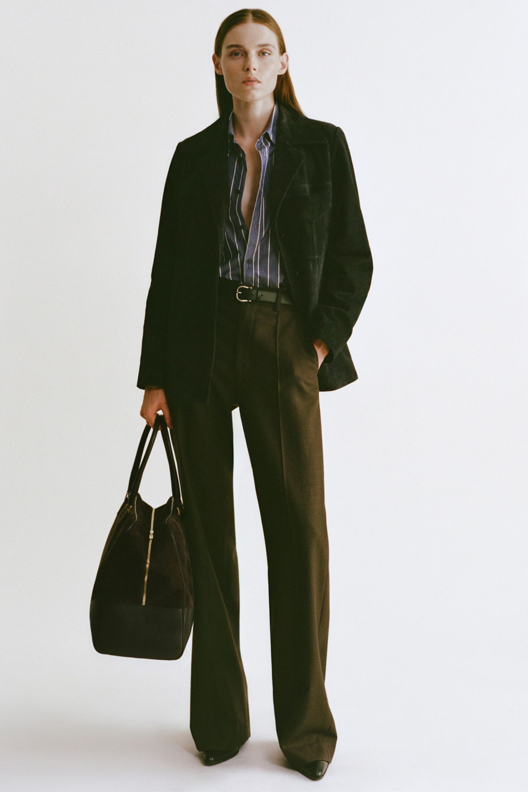 brown cotton relaxed flared pants
