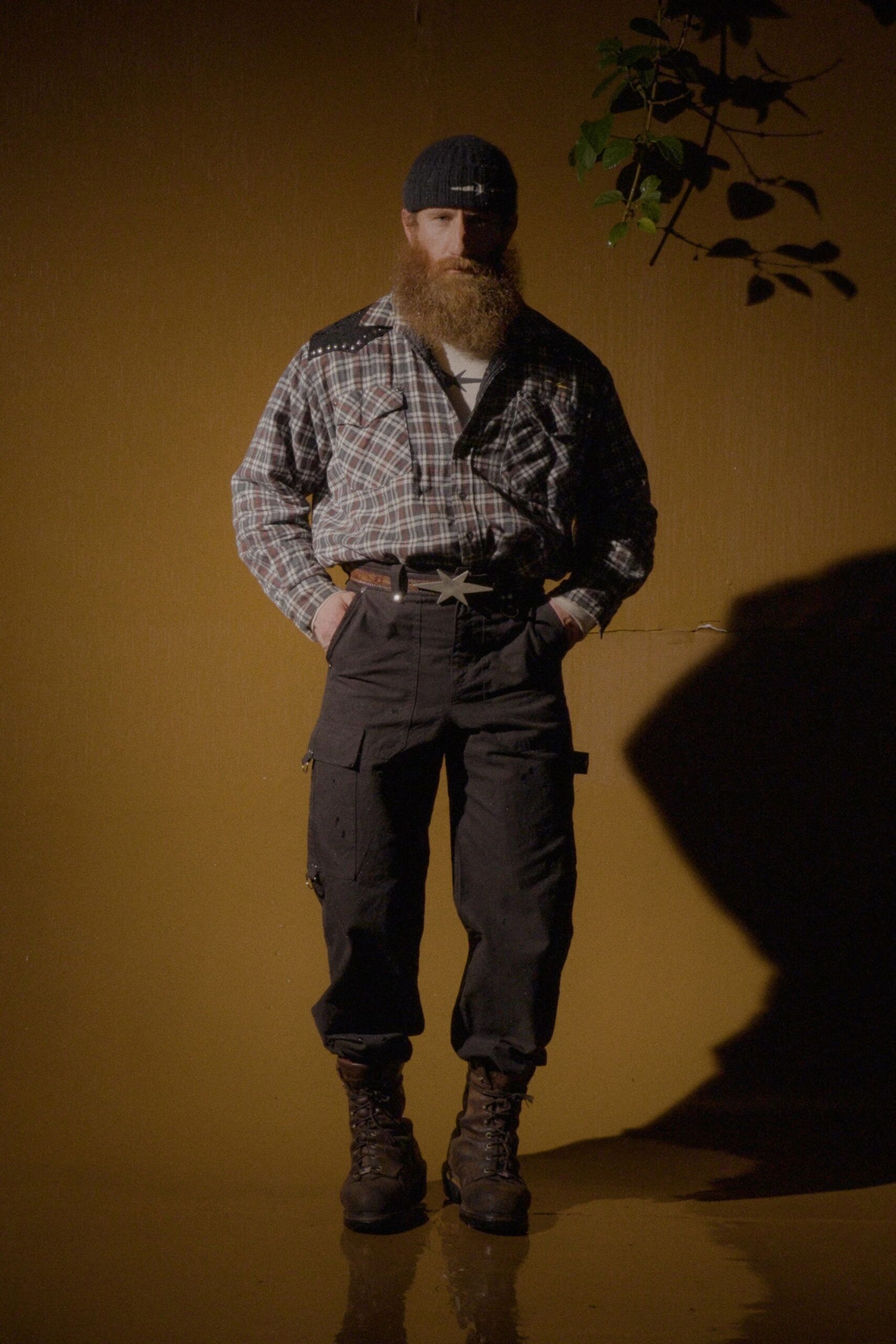 checked shirt with cargo pants