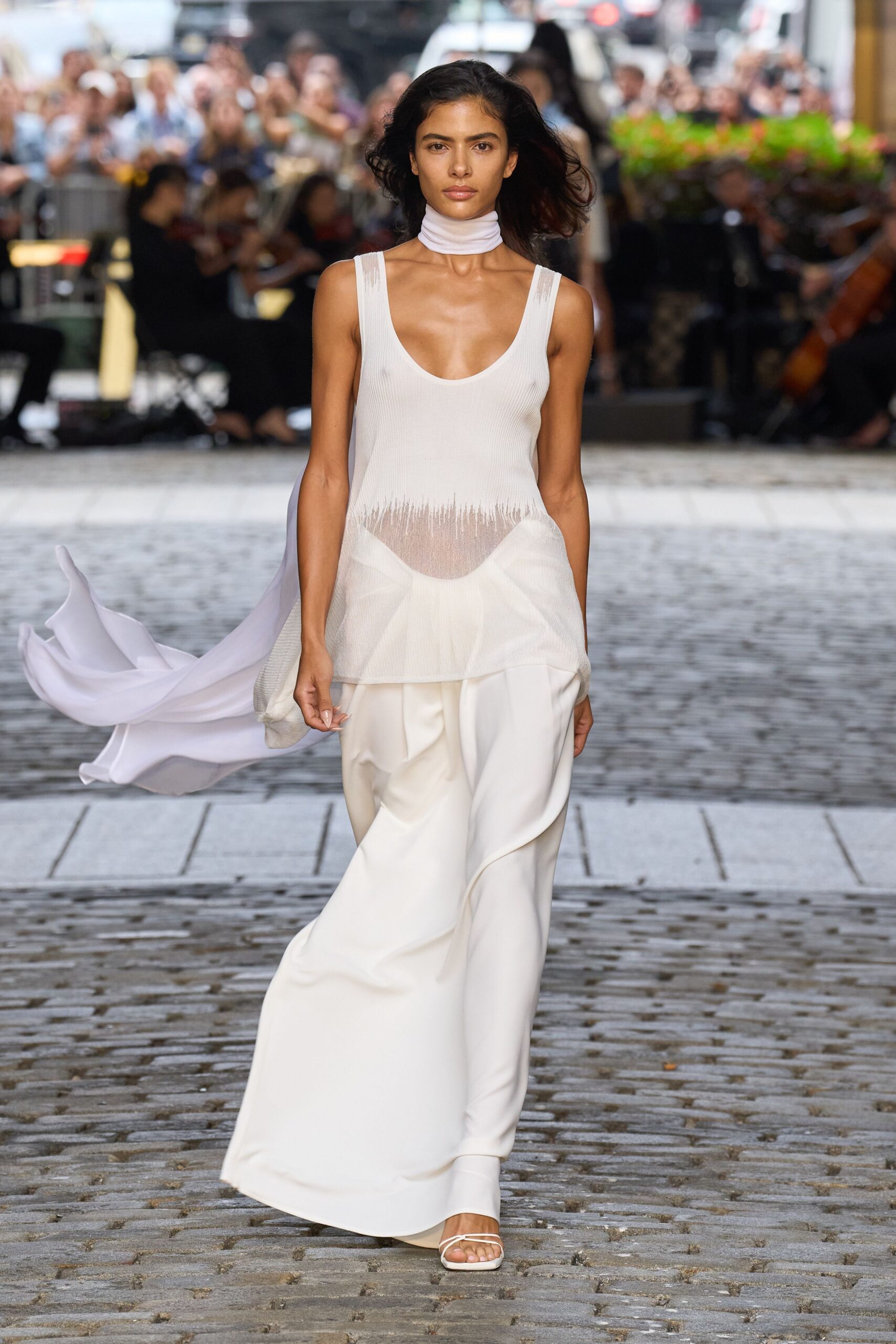 white silk relaxed wide-leg flowing pants