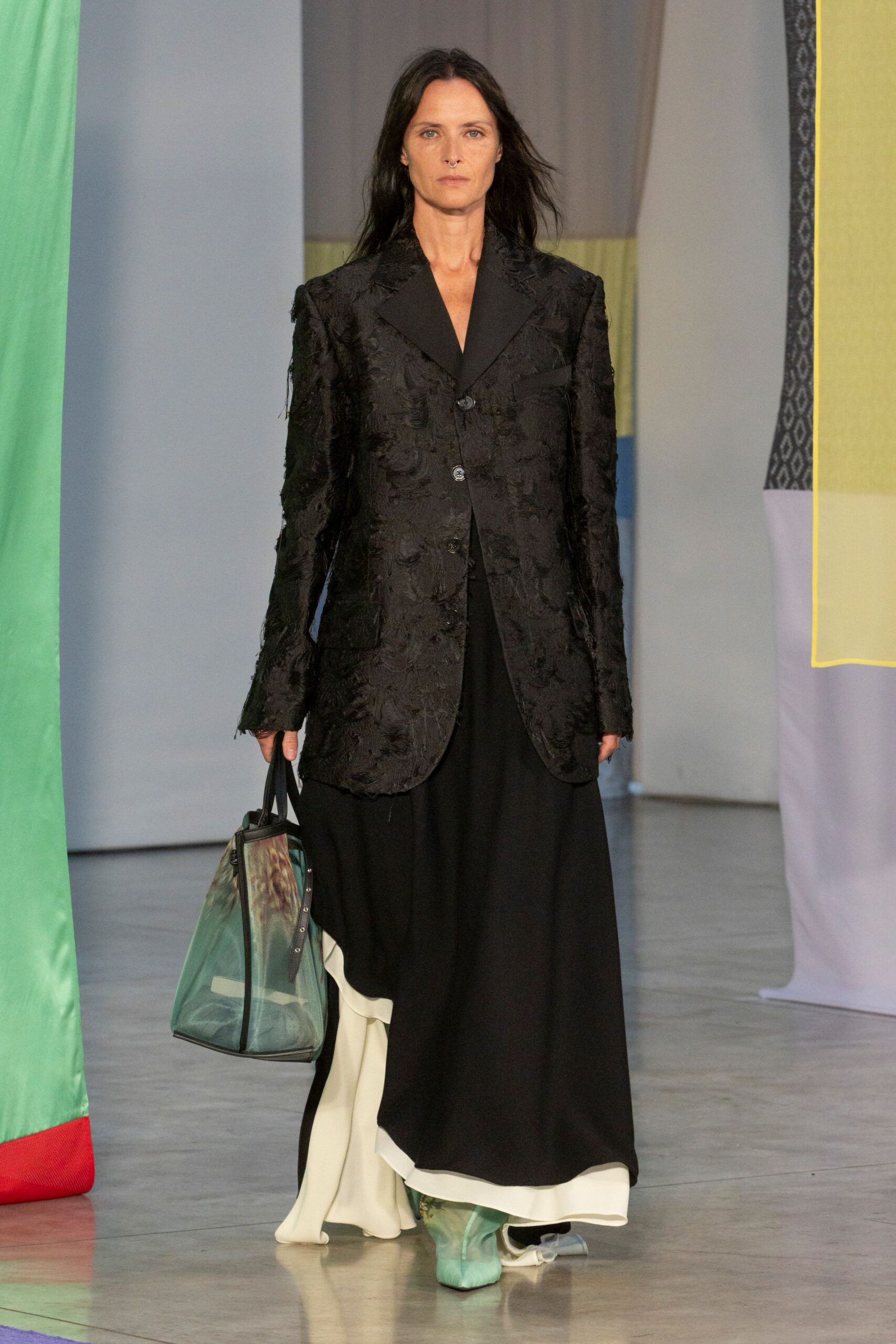 black blazer and layered dress