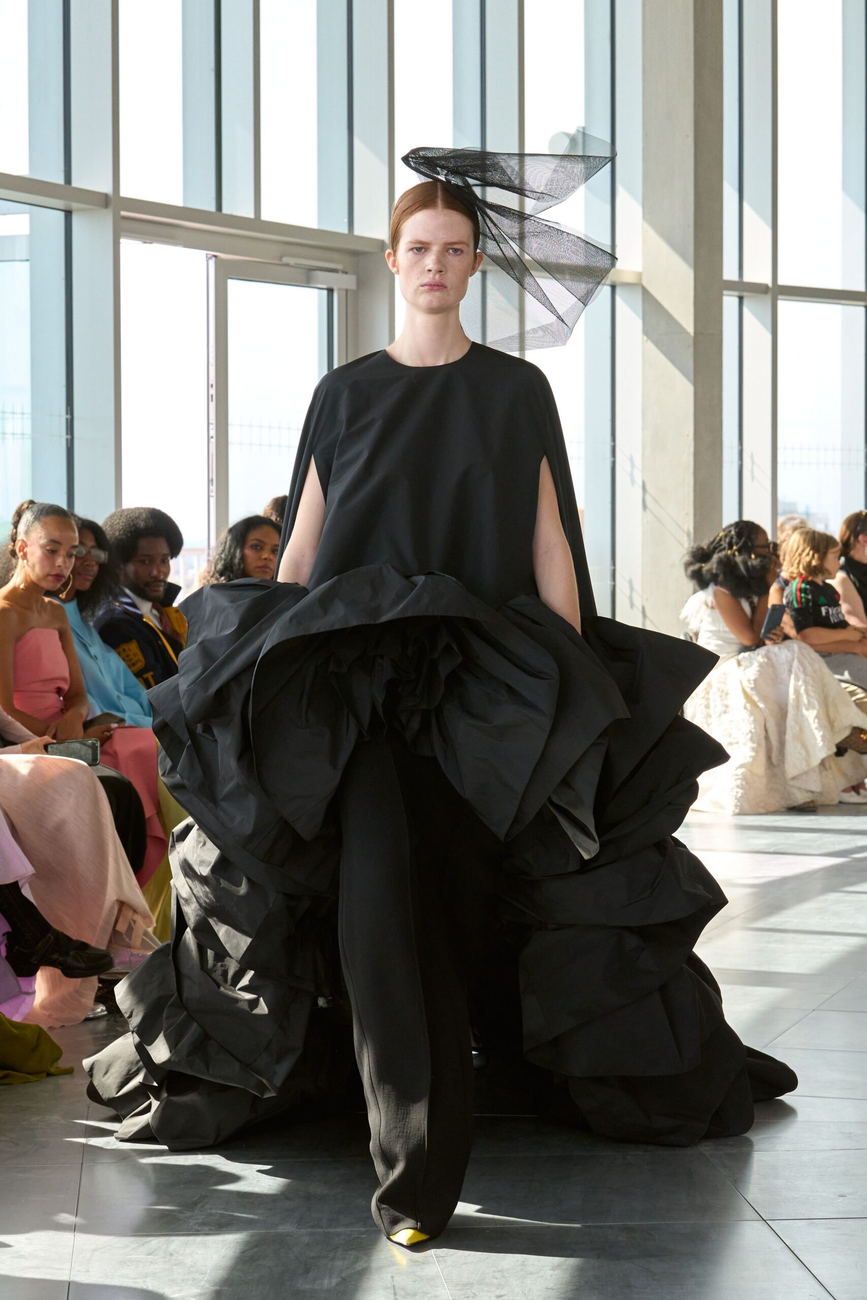 black layered midi dress with pants
