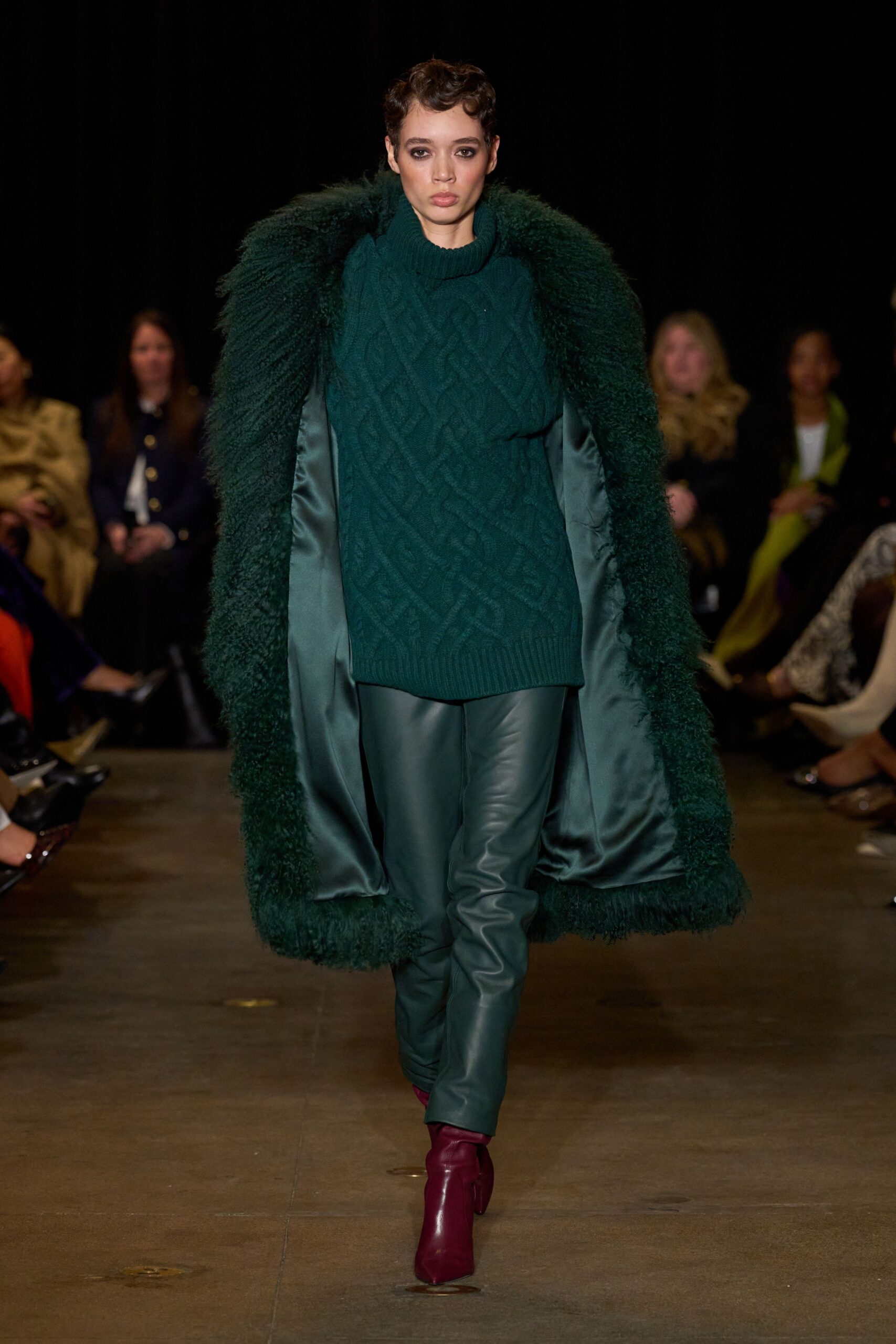 green silk slim straight-leg pants