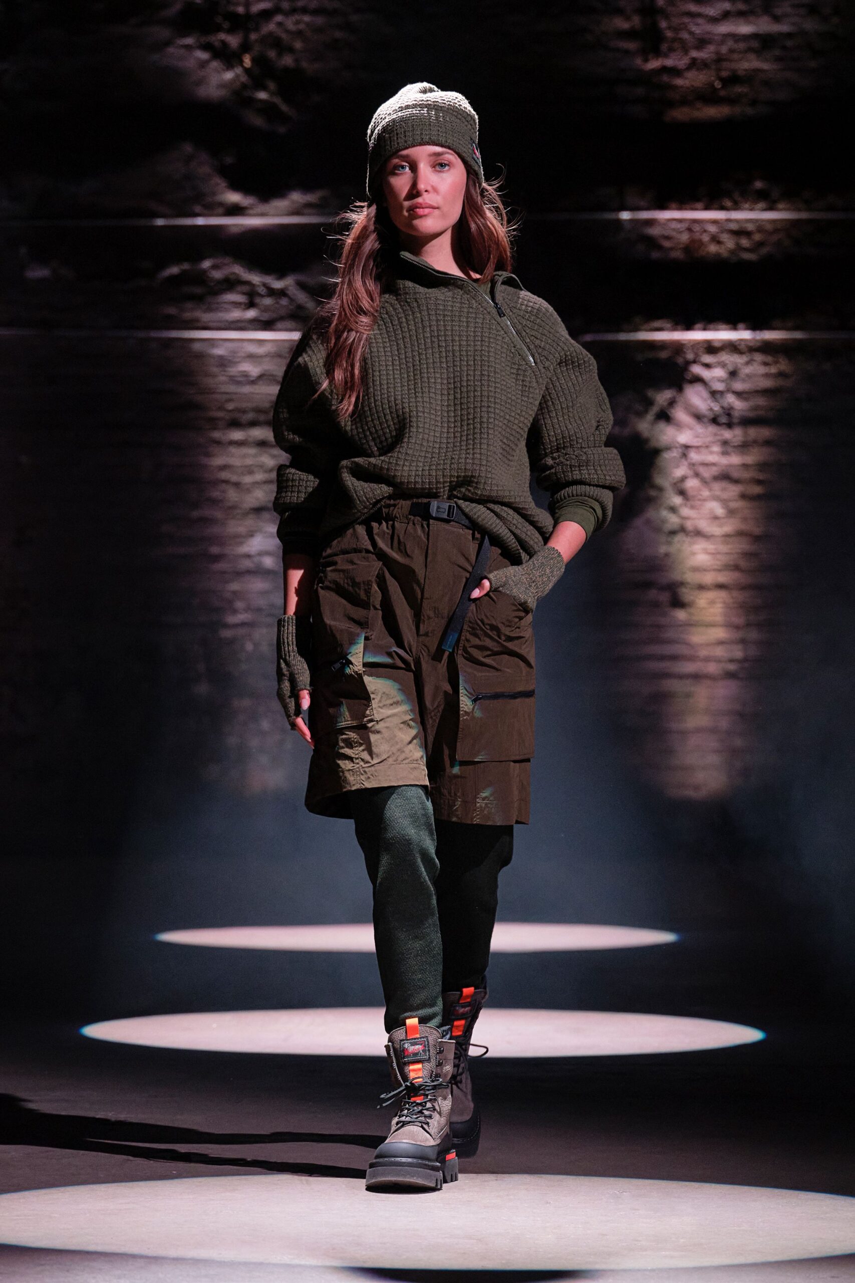 green hoodie with cargo shorts