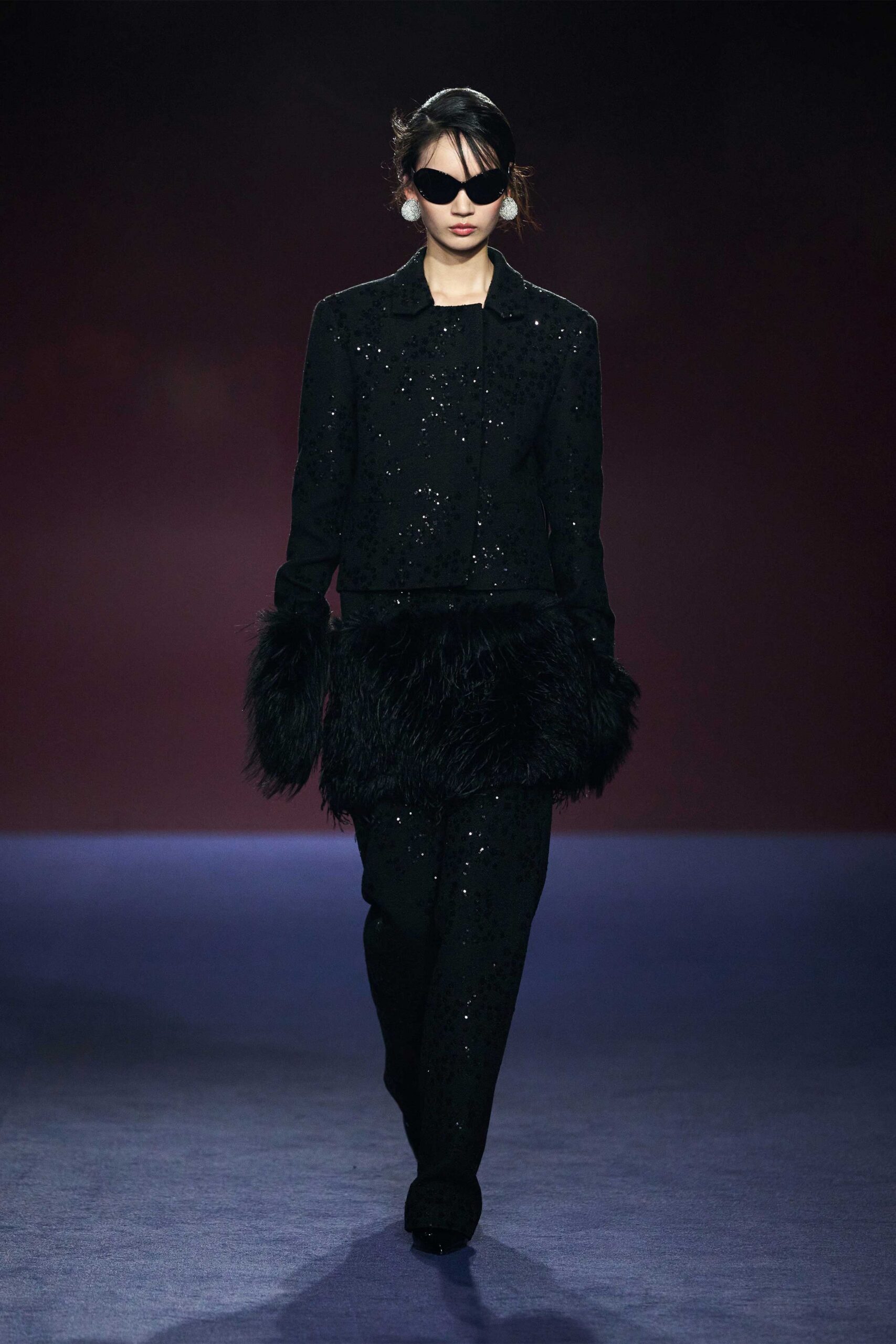 black sequined blazer and pants
