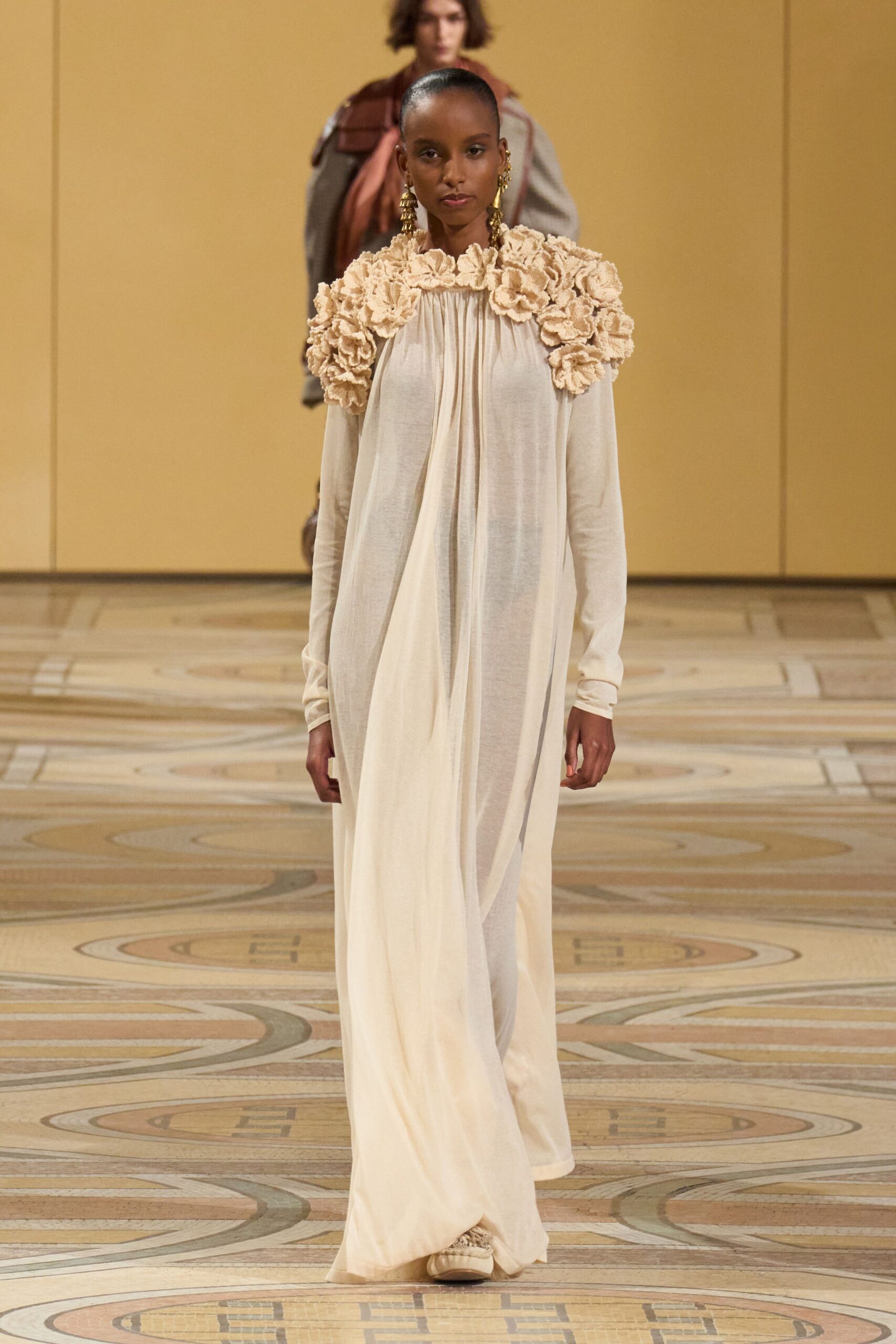 beige silk relaxed gown