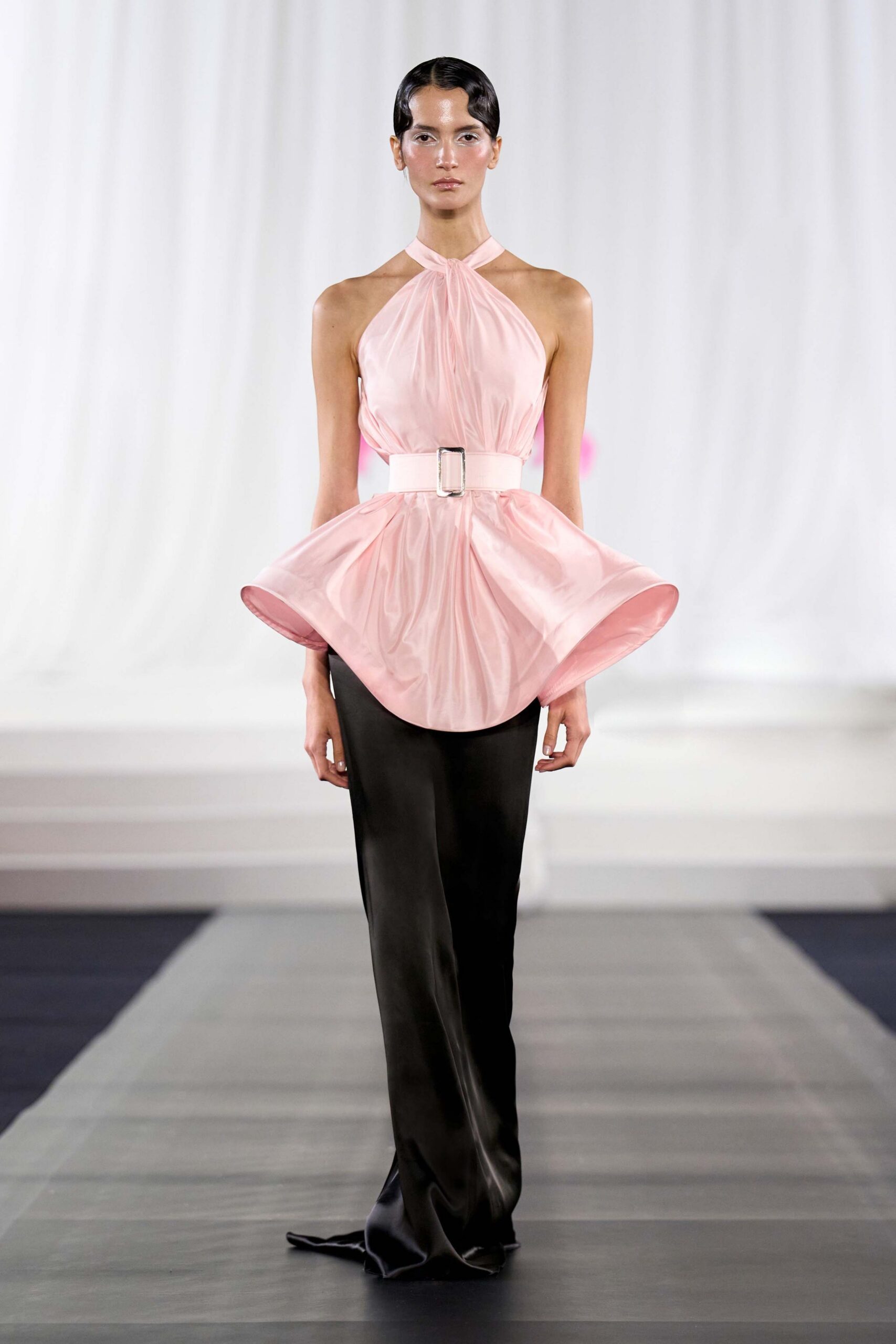 pink silk halter dress