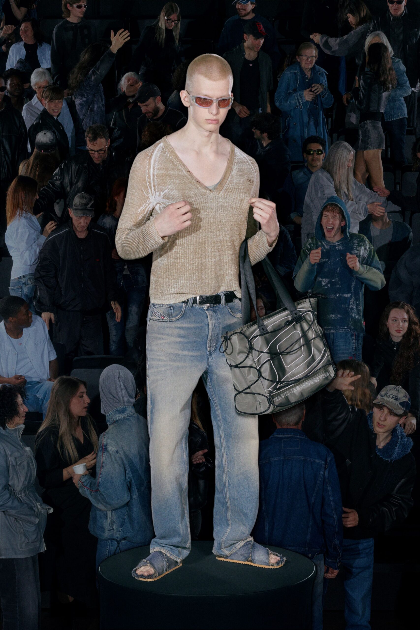 gray vinyl zippered bag