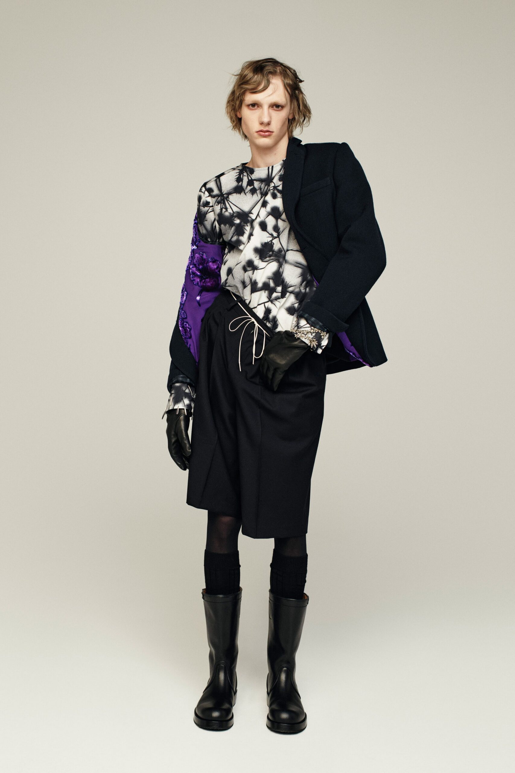 black blazer and printed top