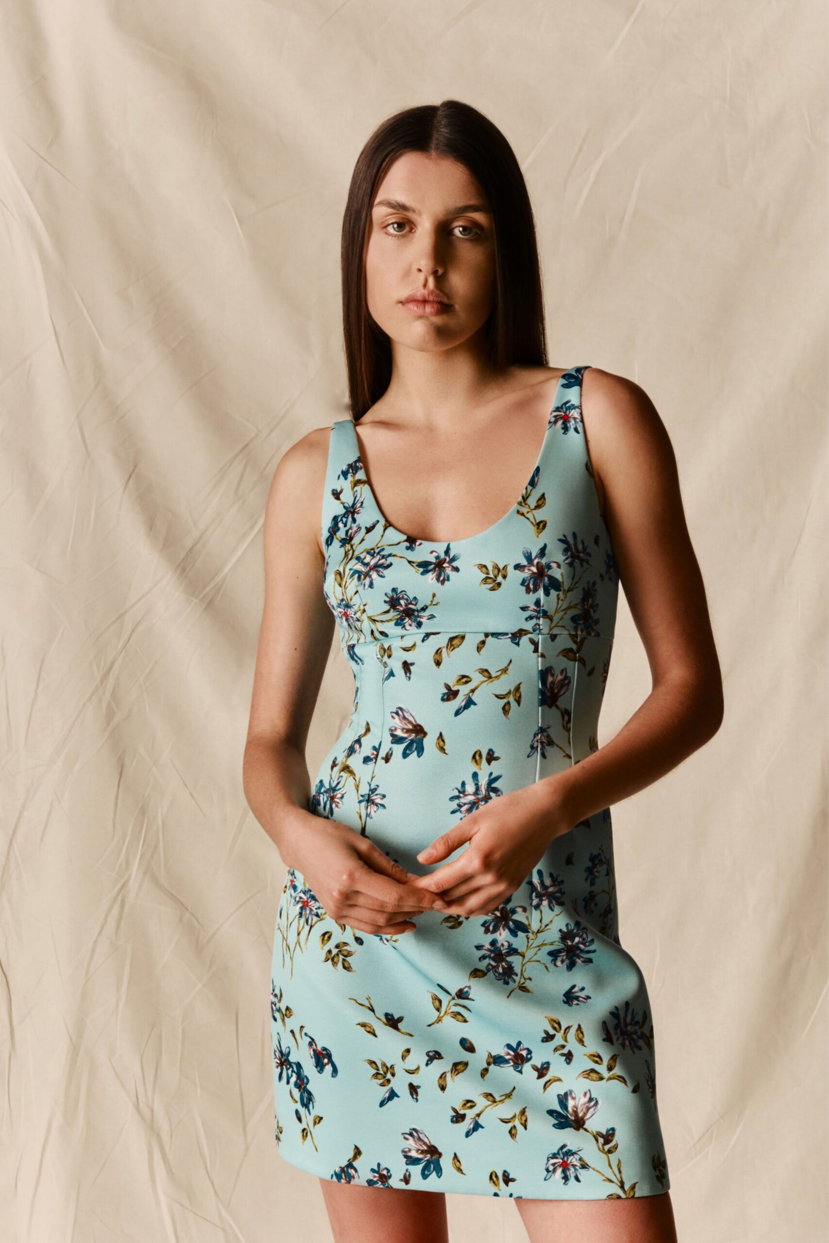 fitted floral mini dress