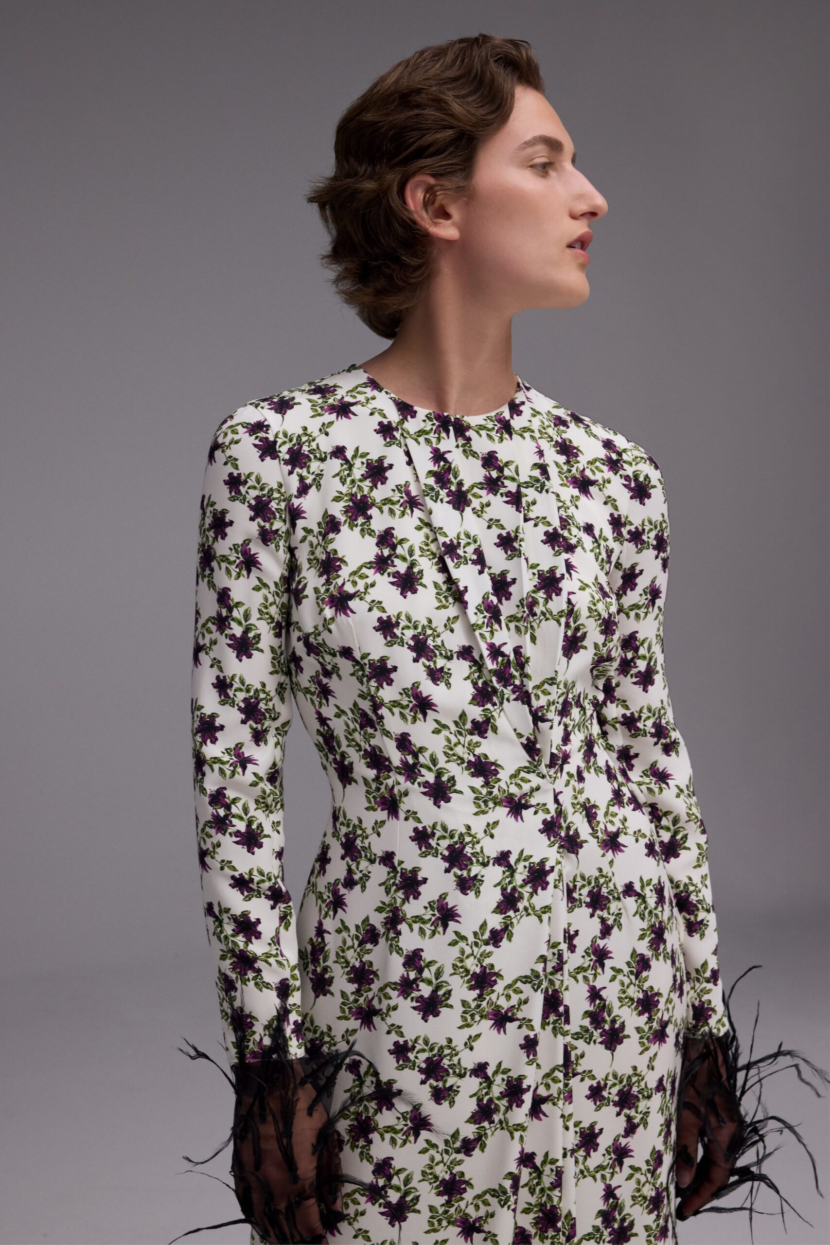 floral fitted silk dress