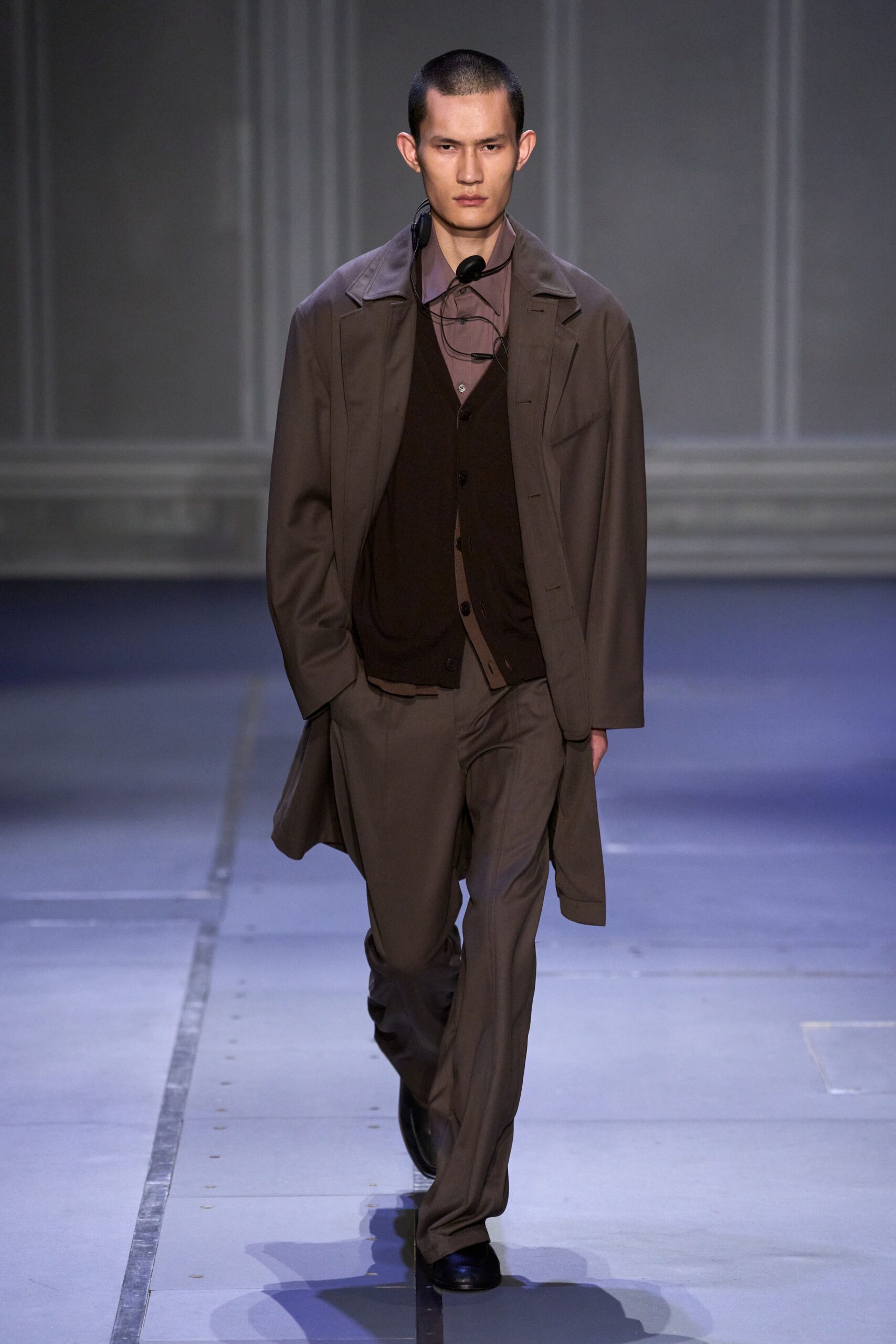 brown coat with vest and shirt