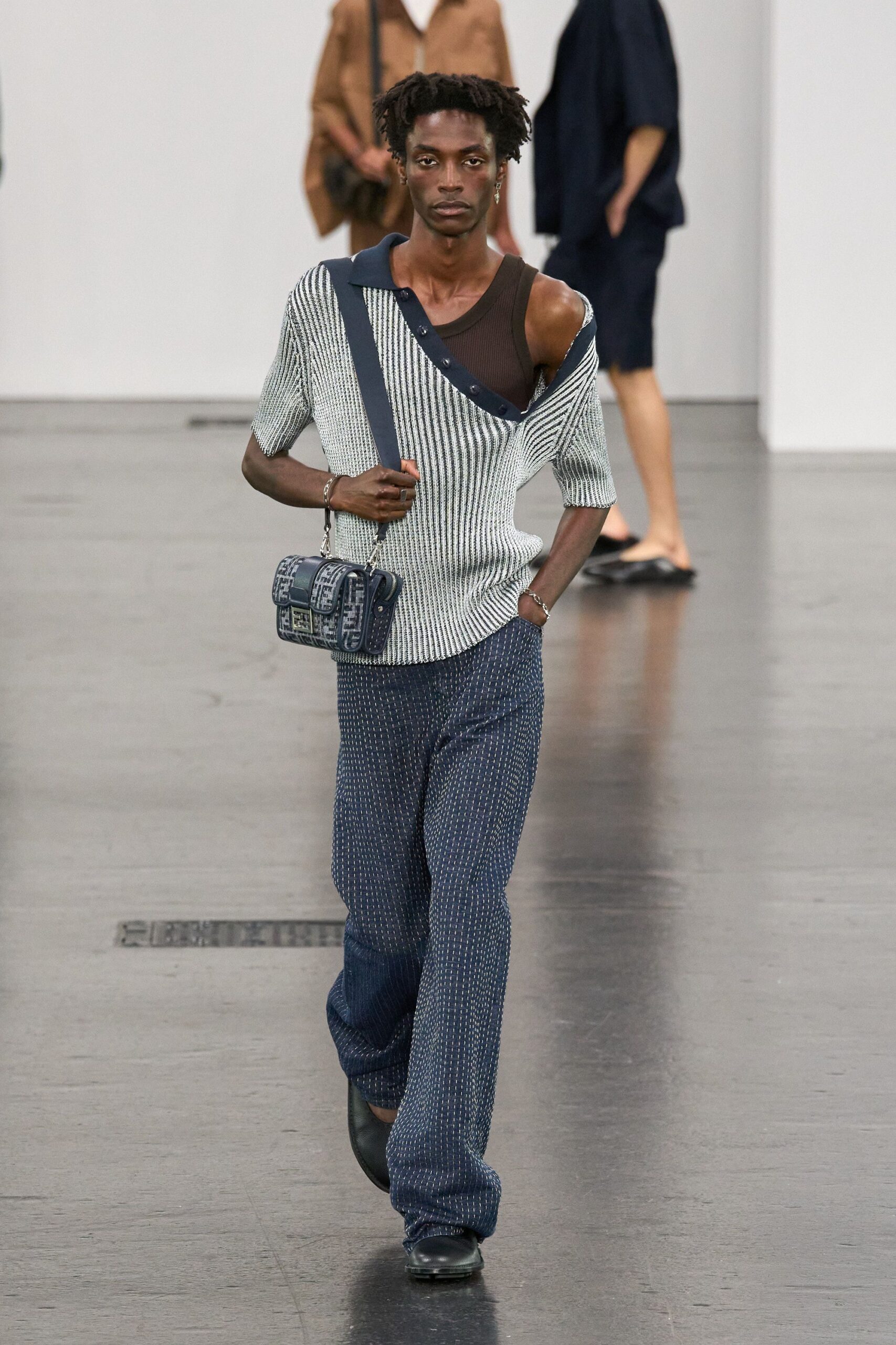 relaxed striped top with wide-leg pants