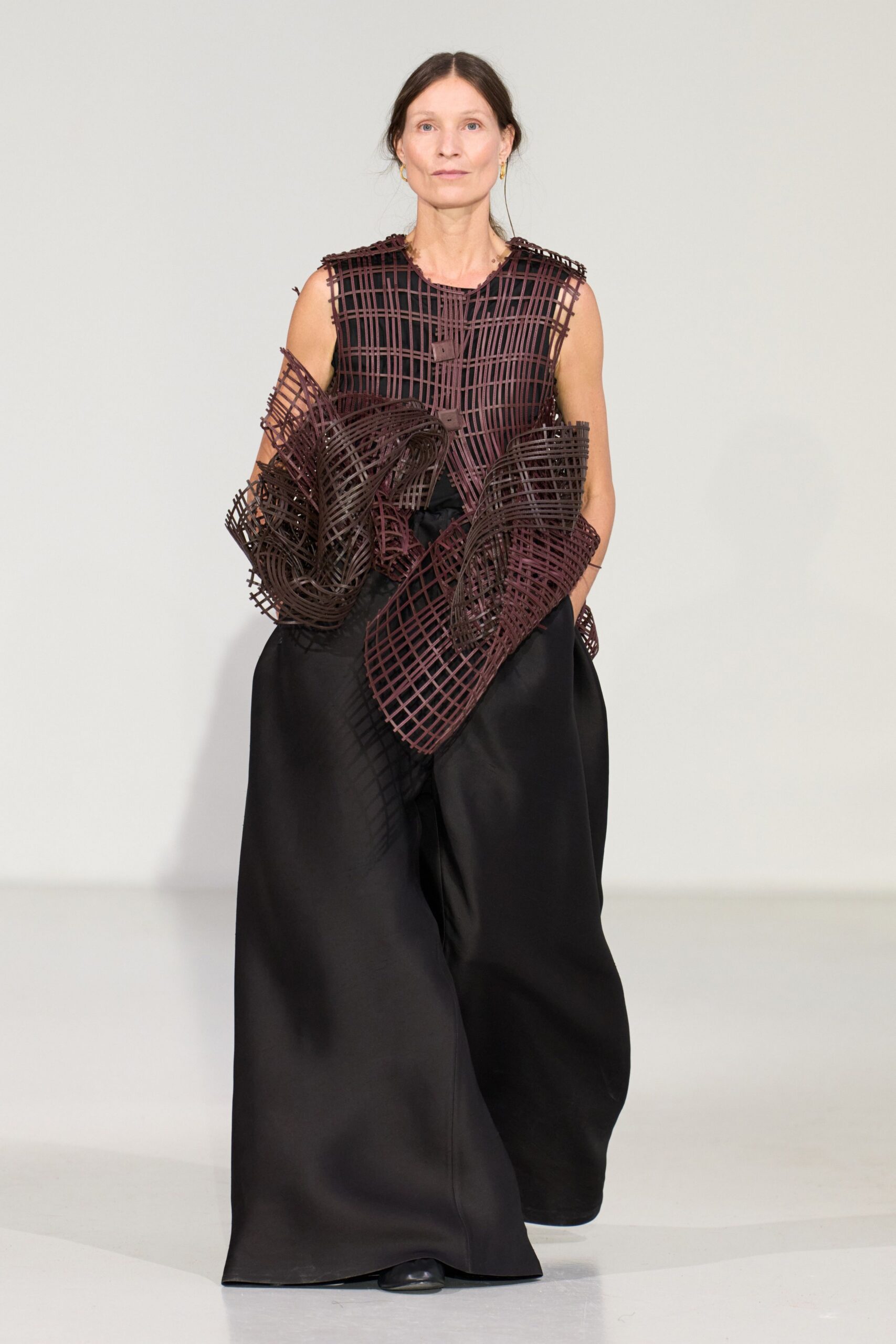 black silk maxi dress with layered top