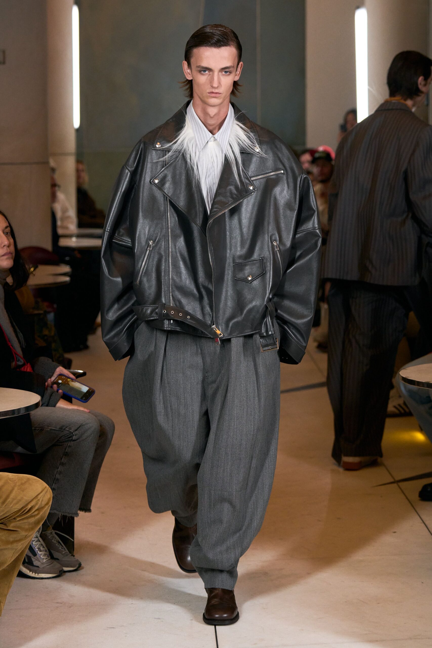 black leather oversized jacket