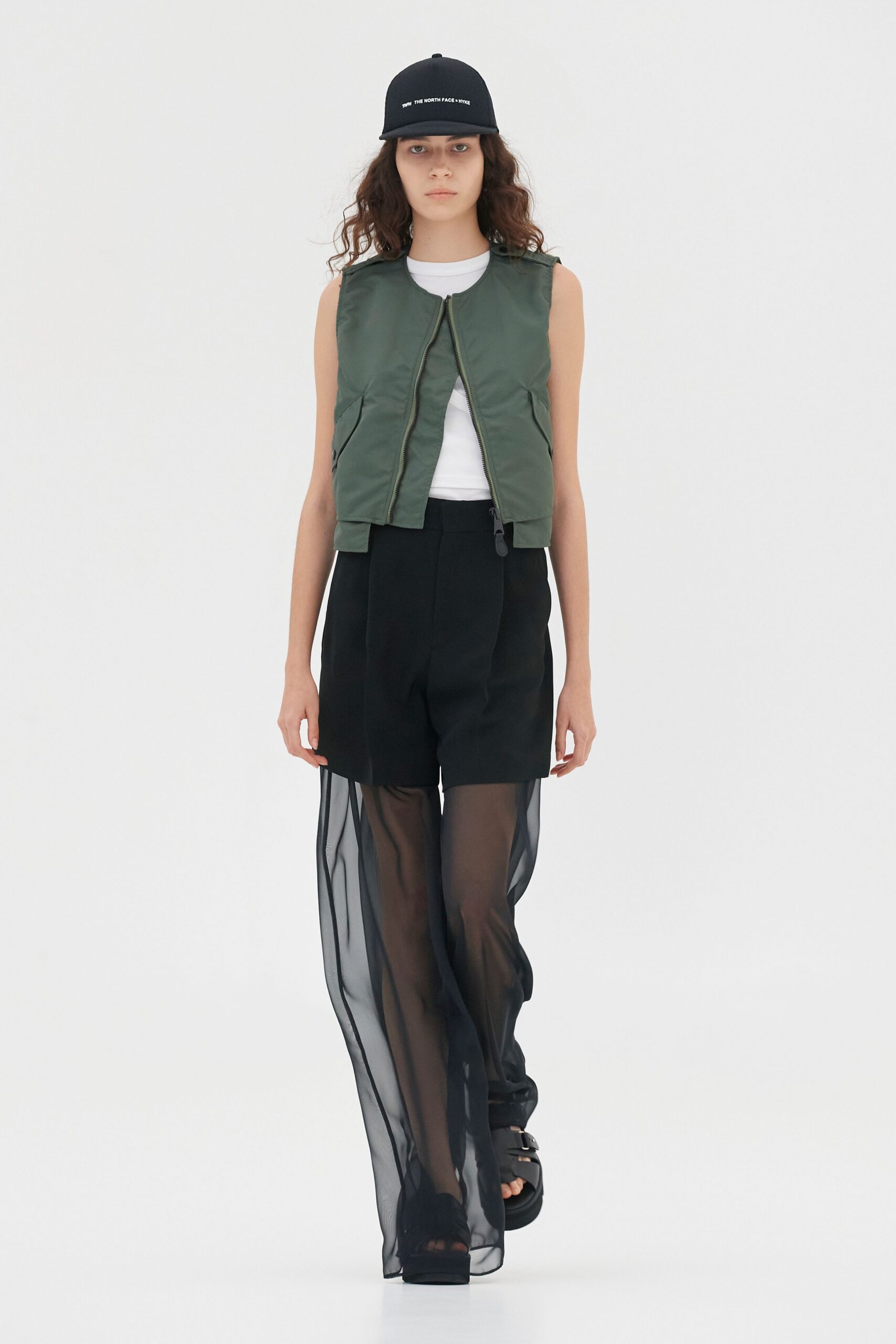 black relaxed wide-leg sheer flowing pants