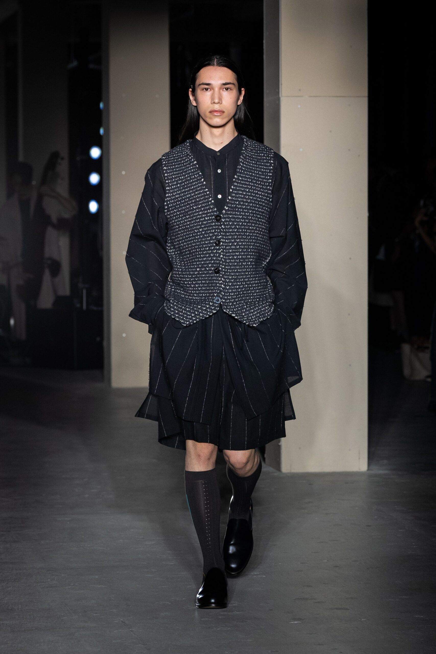 black cotton vest and shirt-dress