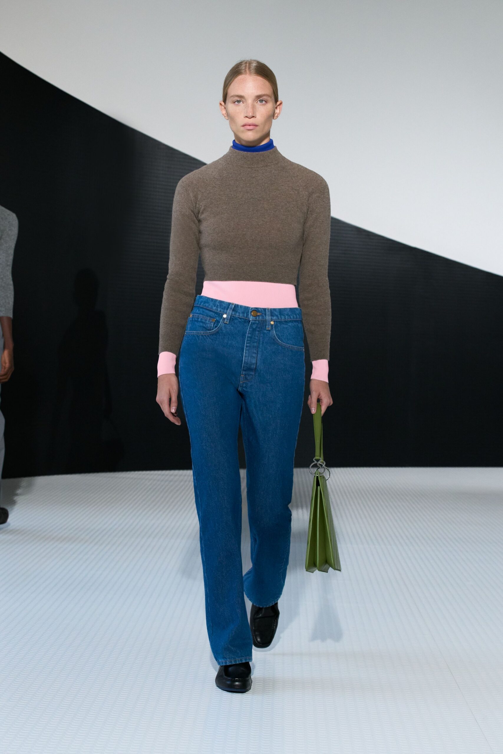 brown wool fitted sweater with jeans