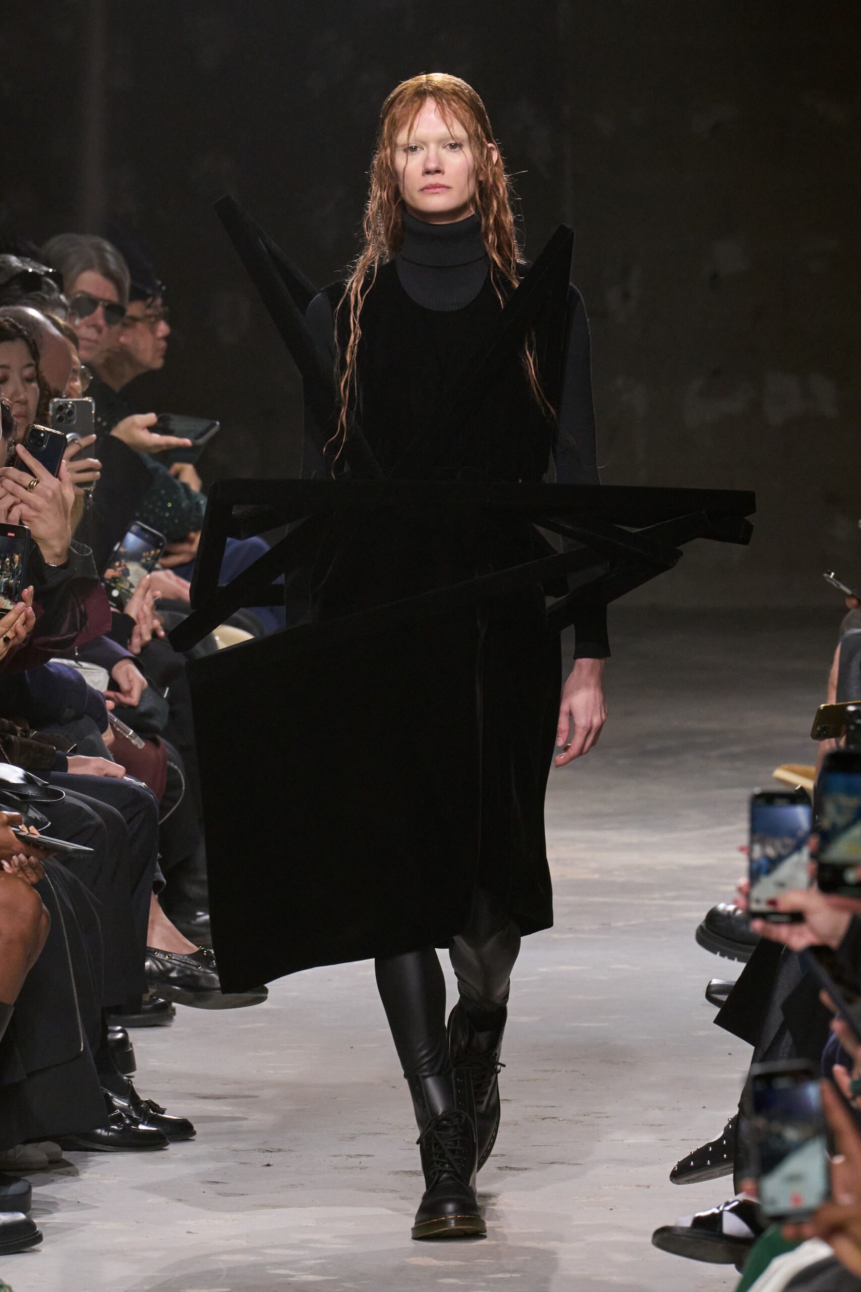 black velvet asymmetric dress
