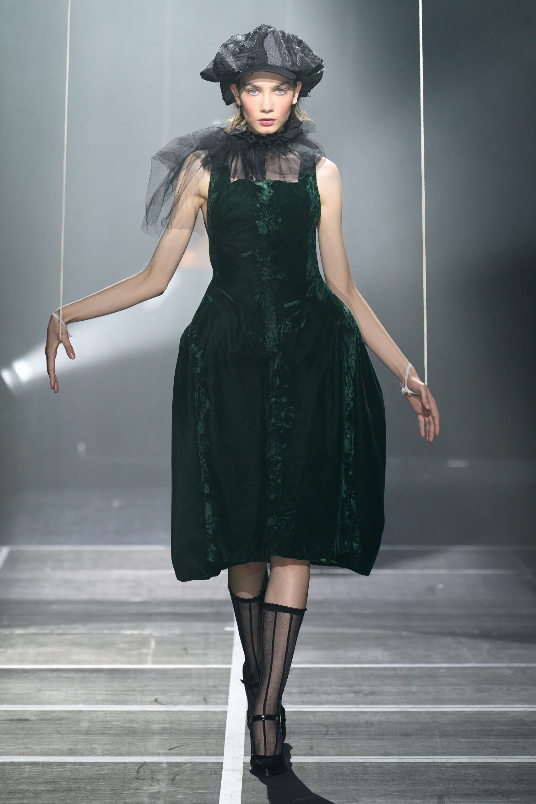 green silk sleeveless v-neck fitted pleated draped dress