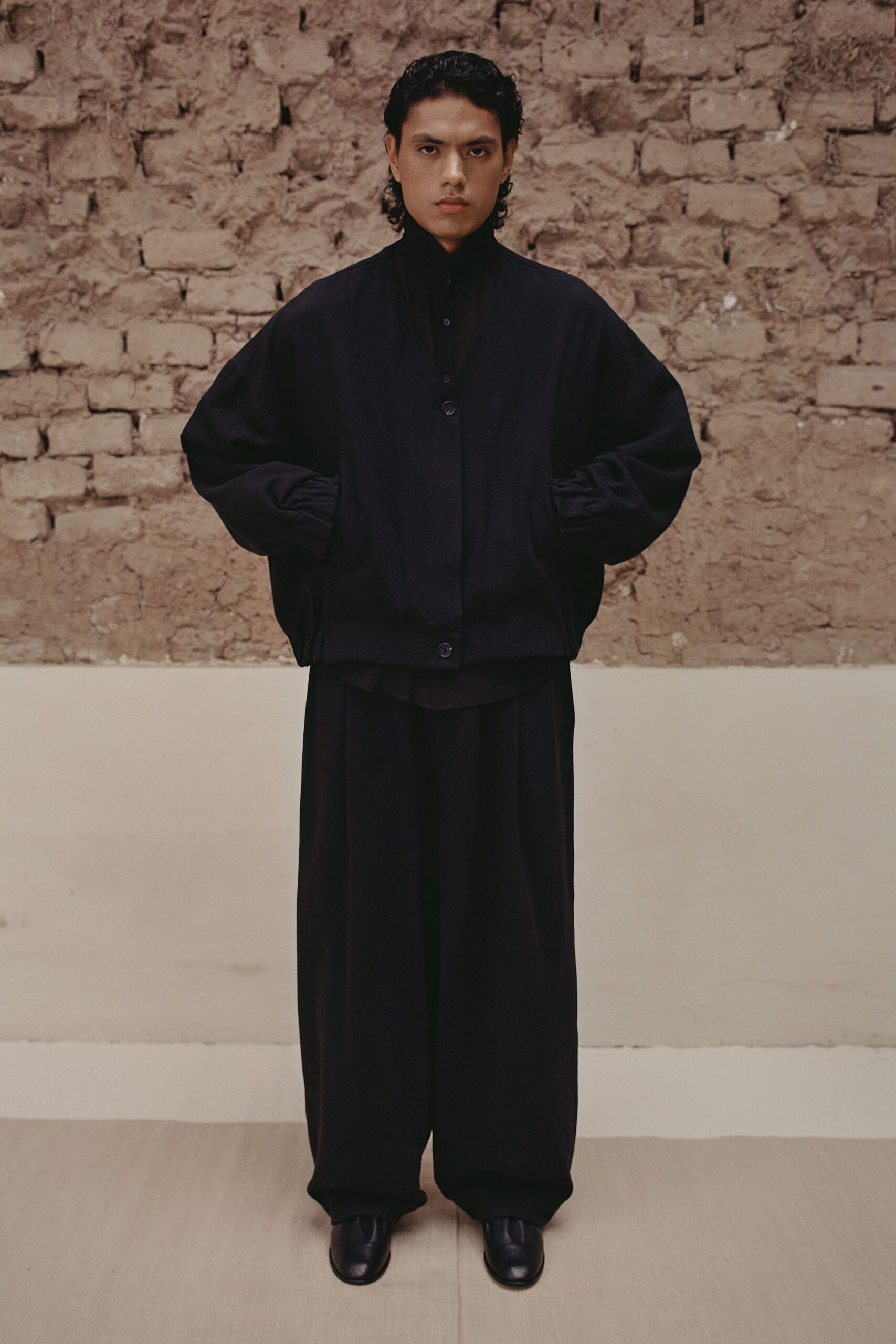 black relaxed jacket and pants