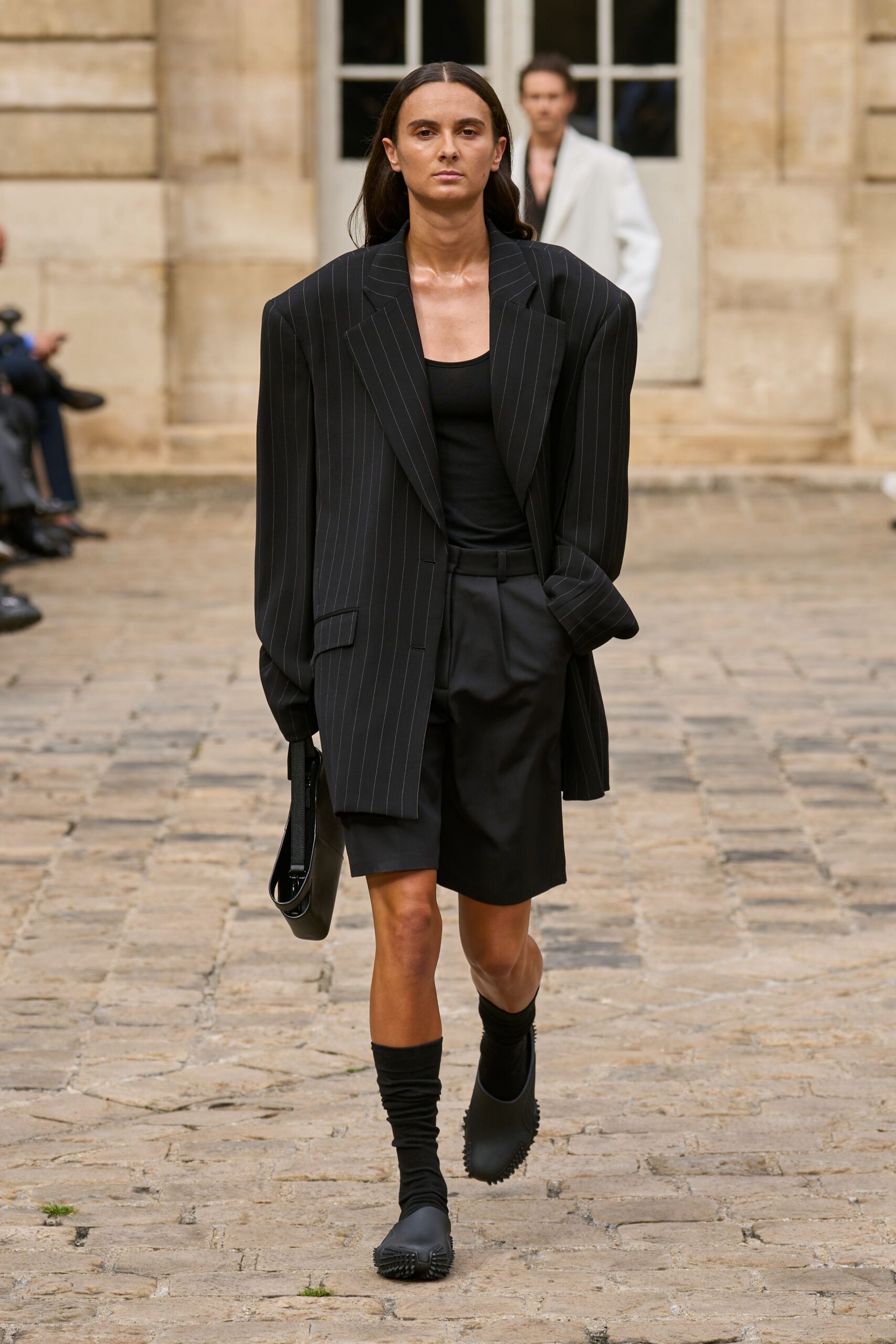 oversized black blazer with fitted top