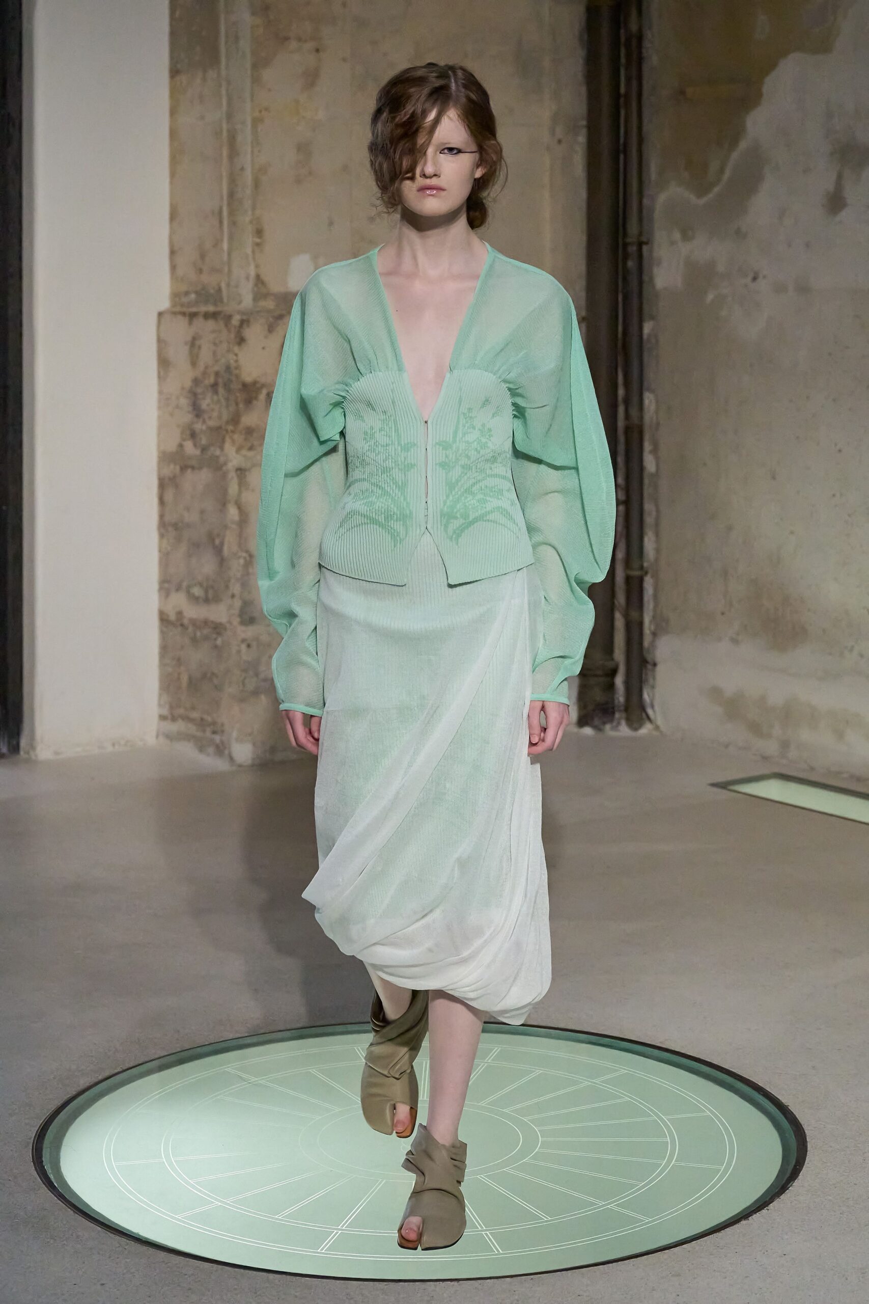 white silk fitted high-waisted draped skirt