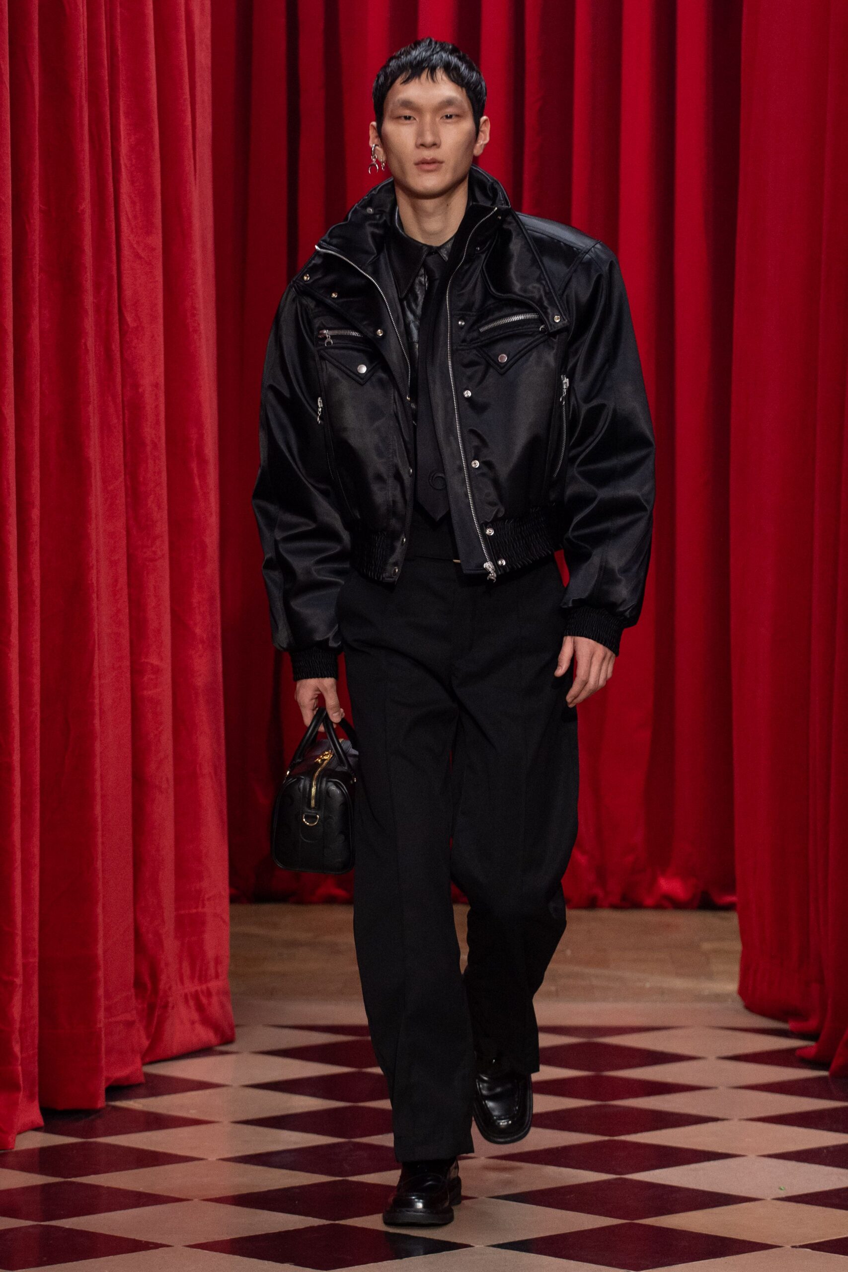 black leather jacket and pants