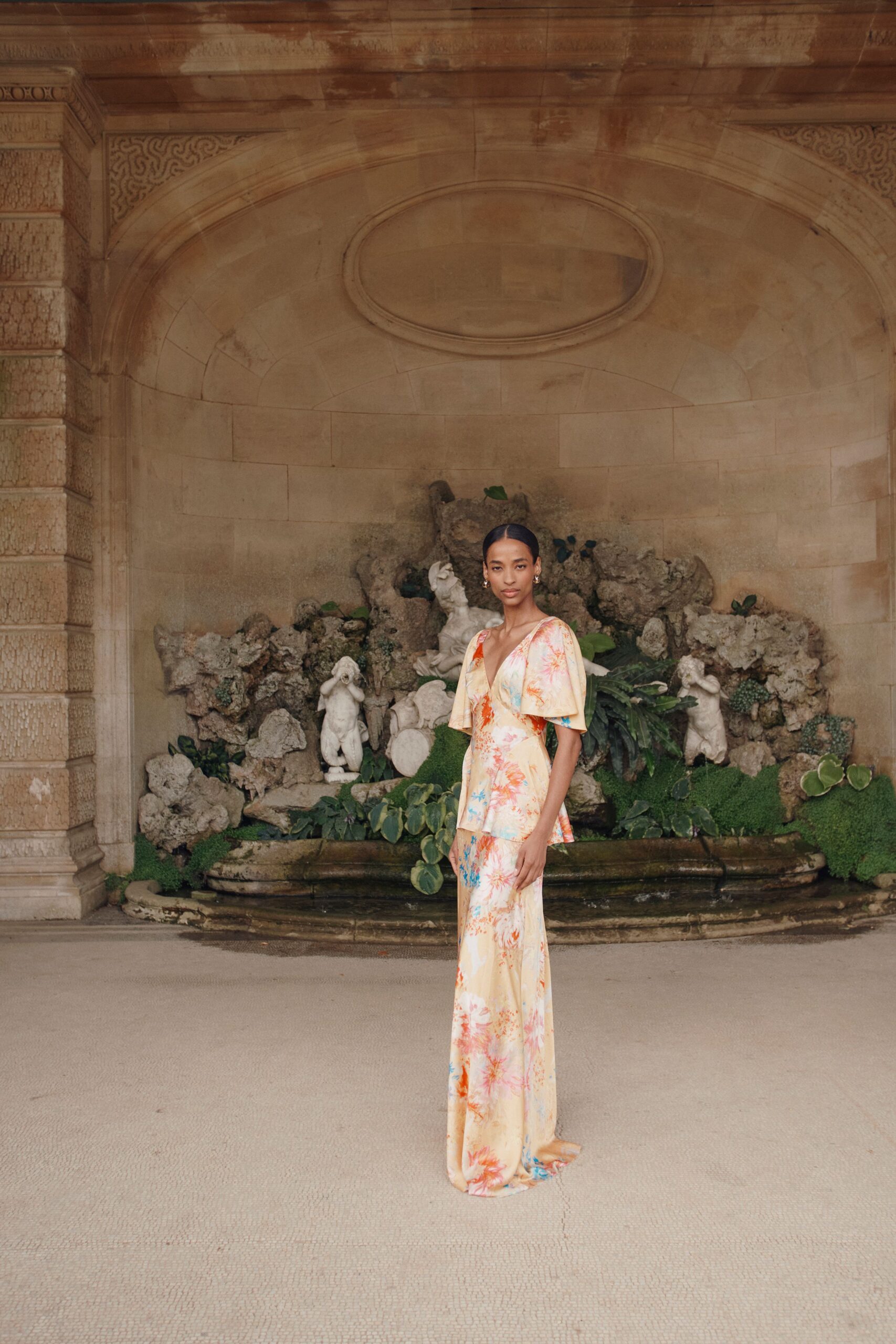 floral silk maxi gown