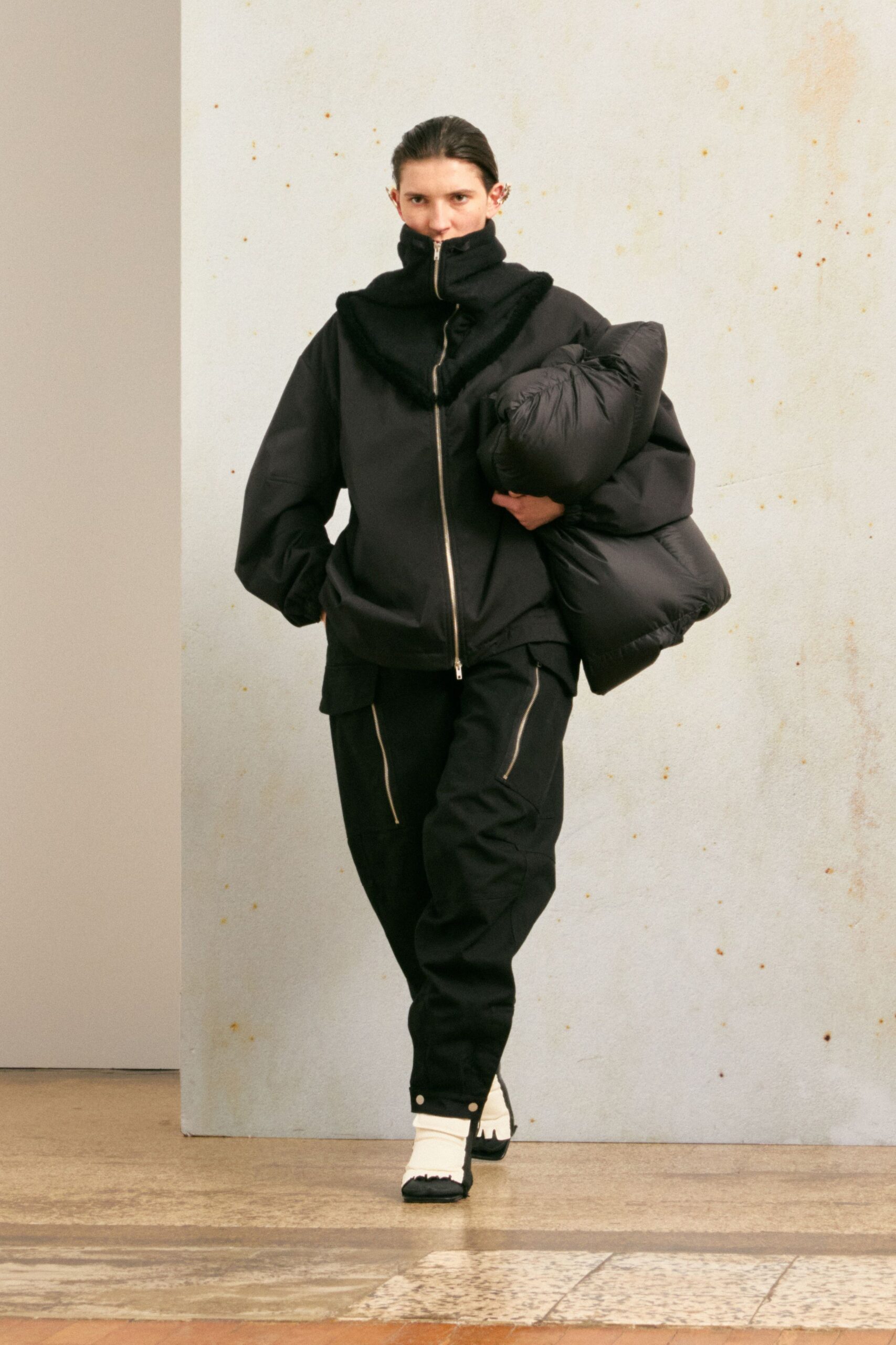black relaxed jacket with pants