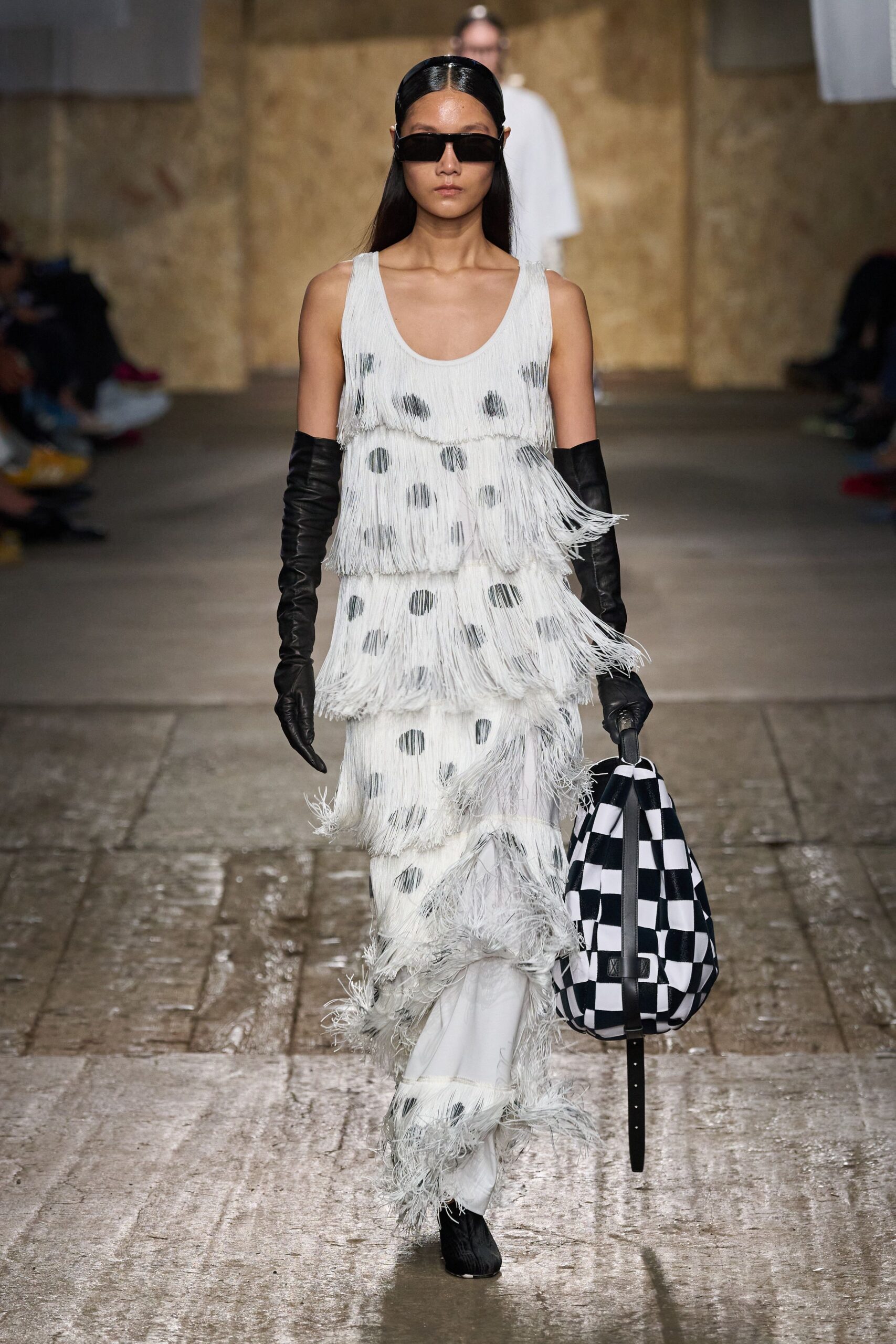 fringed white maxi dress