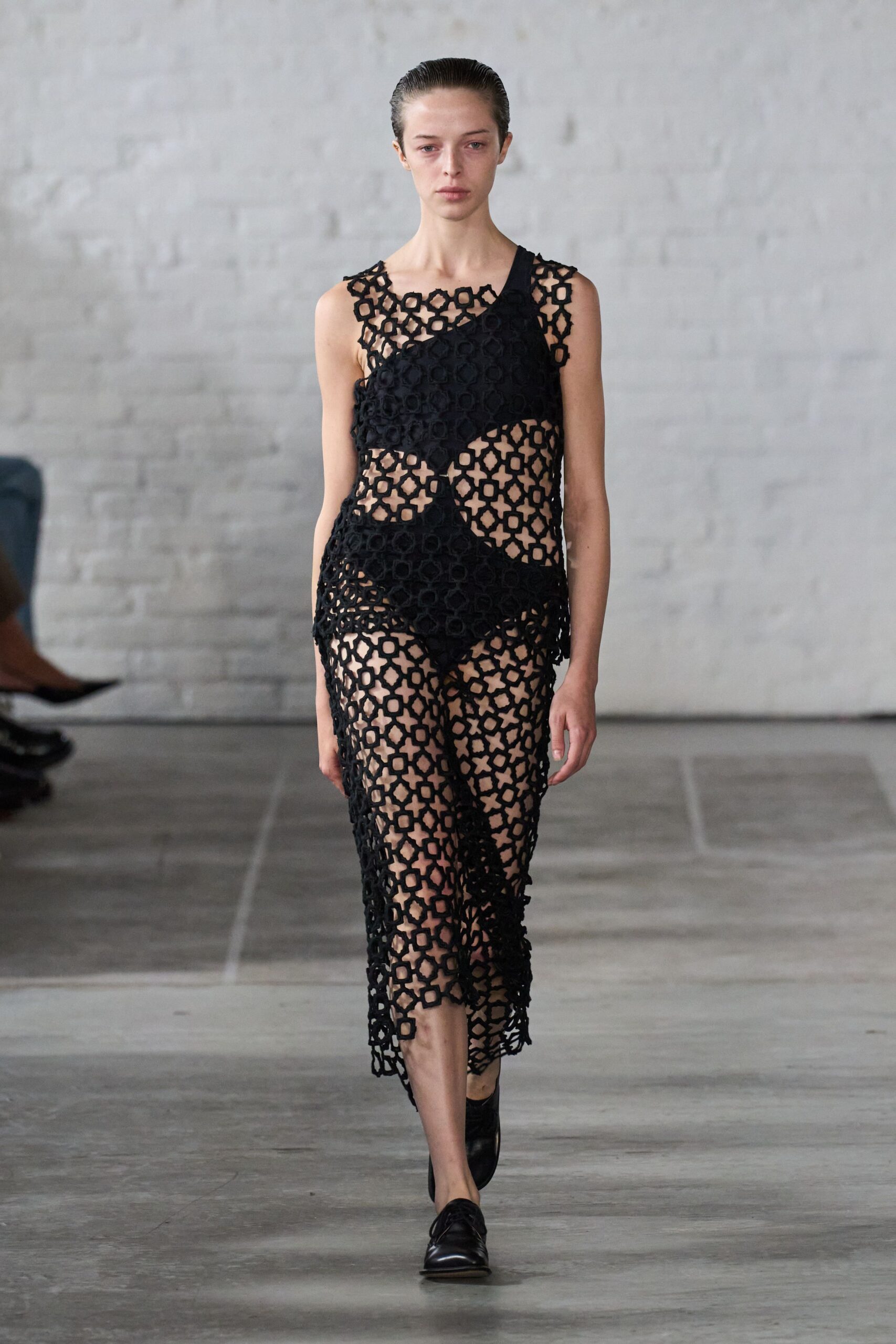 black lace sleeveless v-neck fitted layered sheer dress