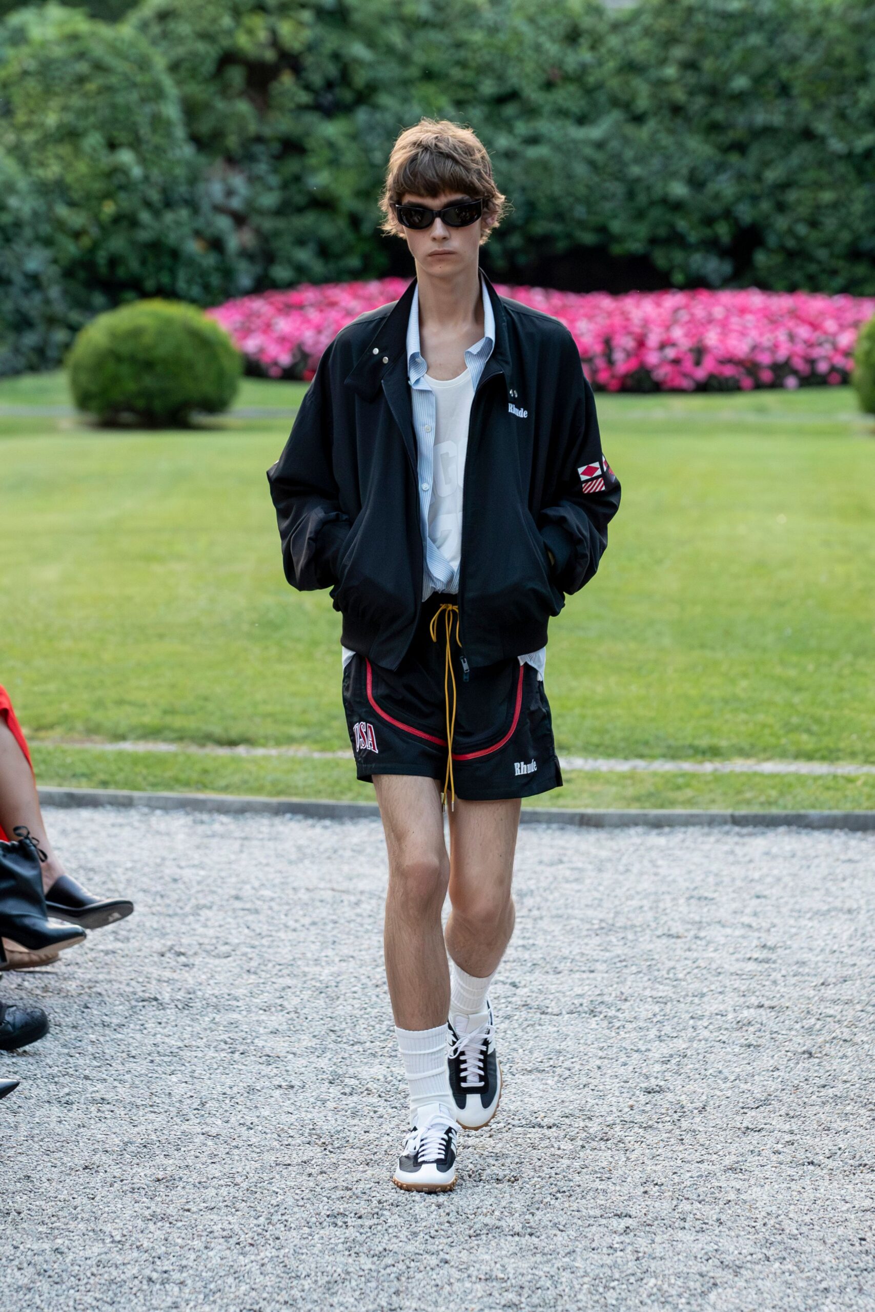 black relaxed jacket with shorts