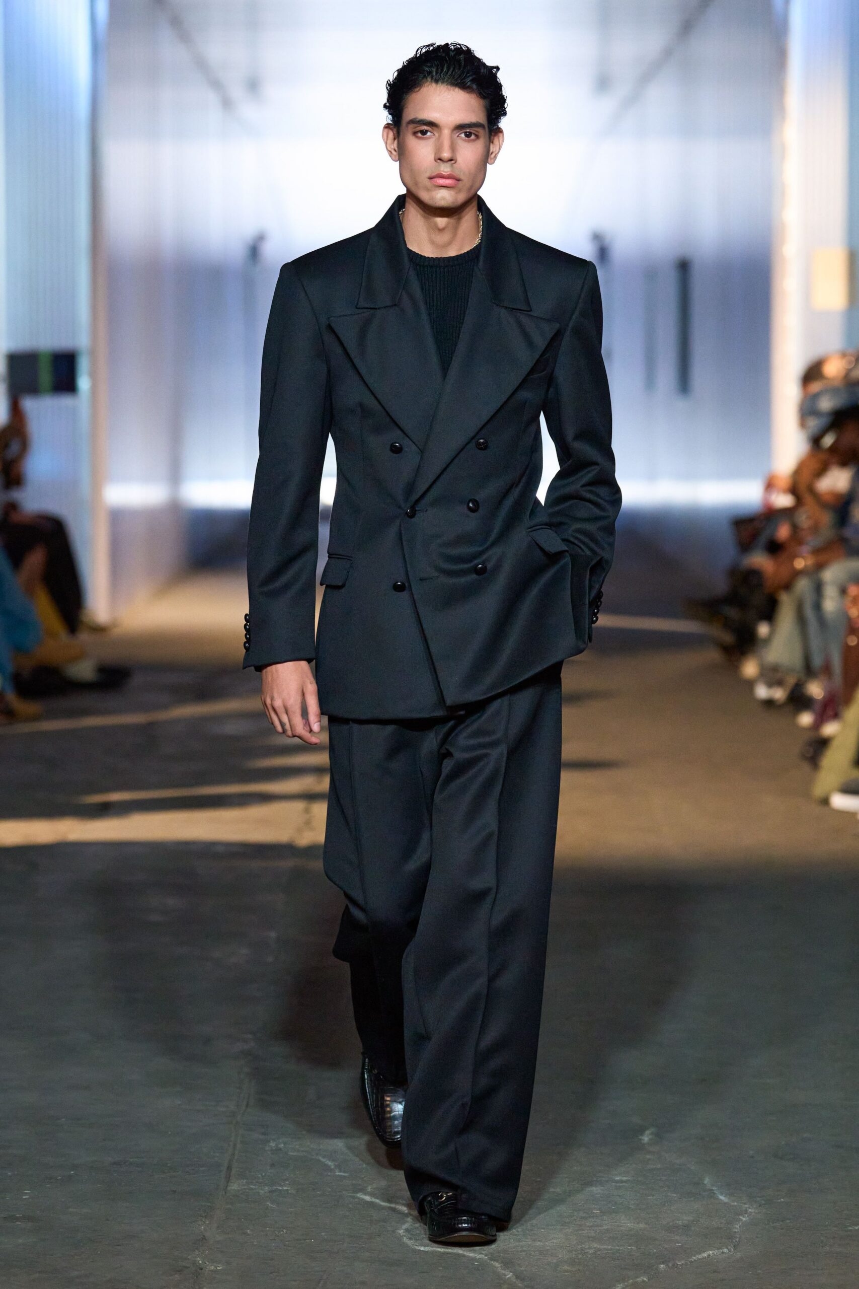 black tailored suit with shoes