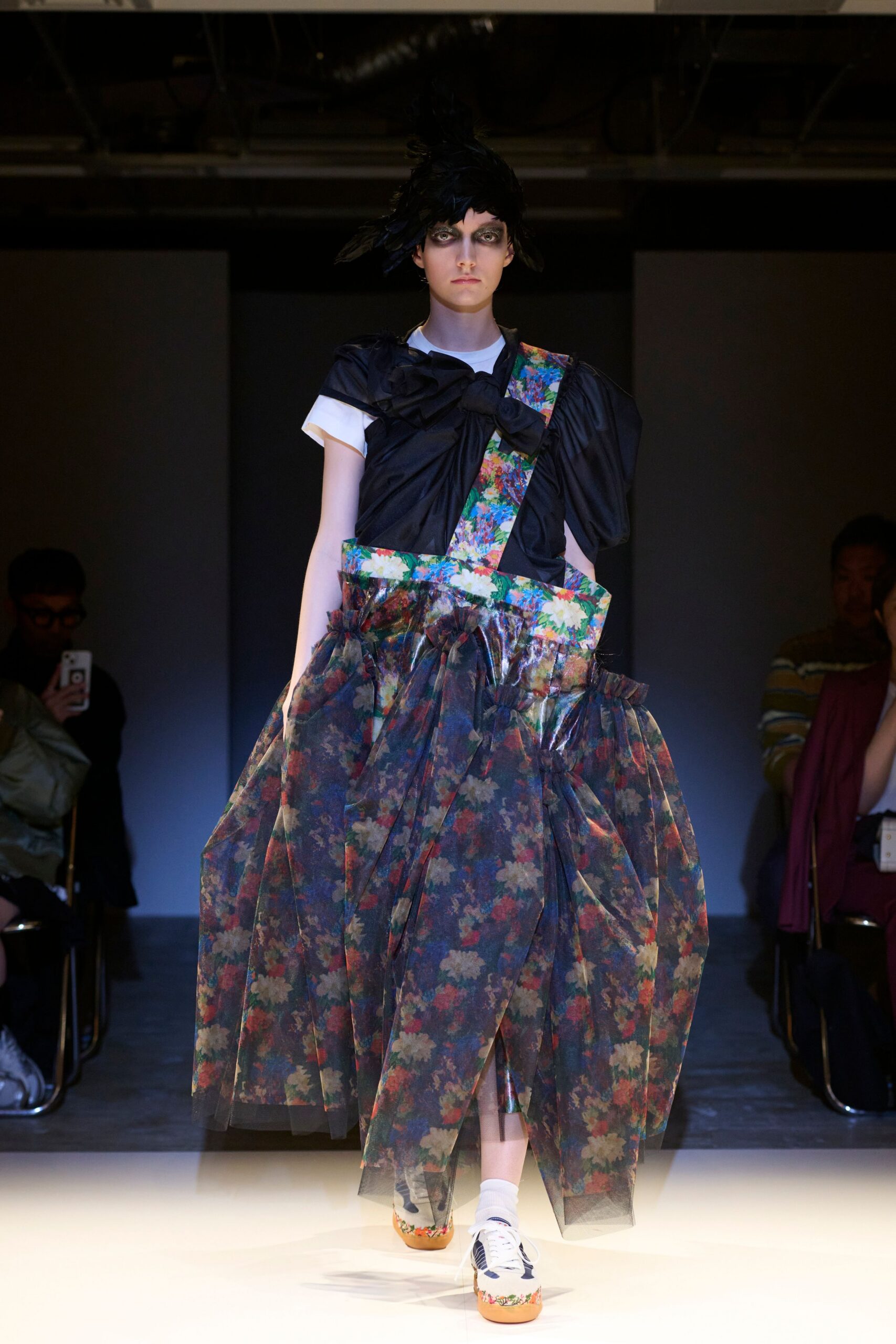 multi tulle fitted pleated flowing skirt