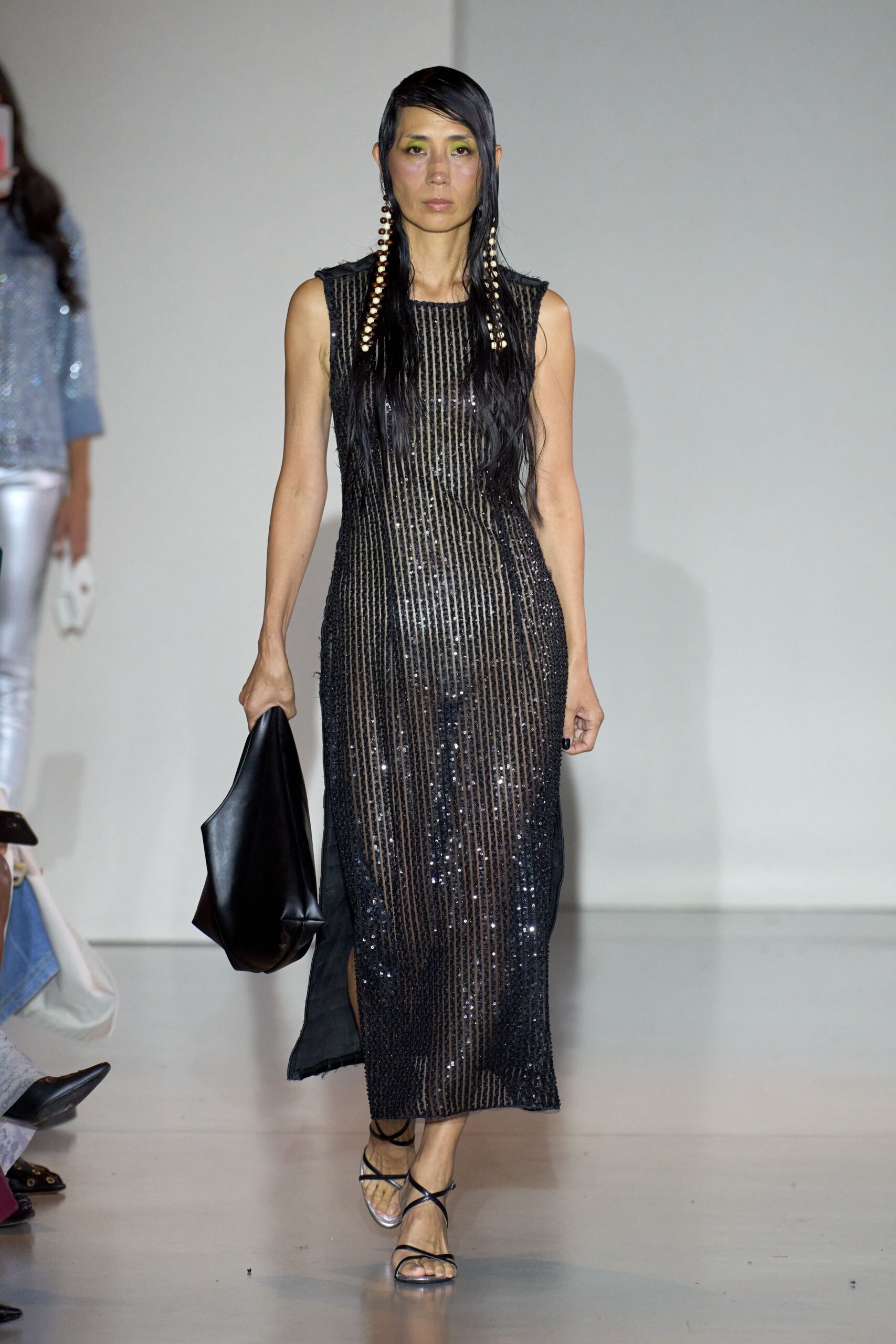 black sequin midi dress
