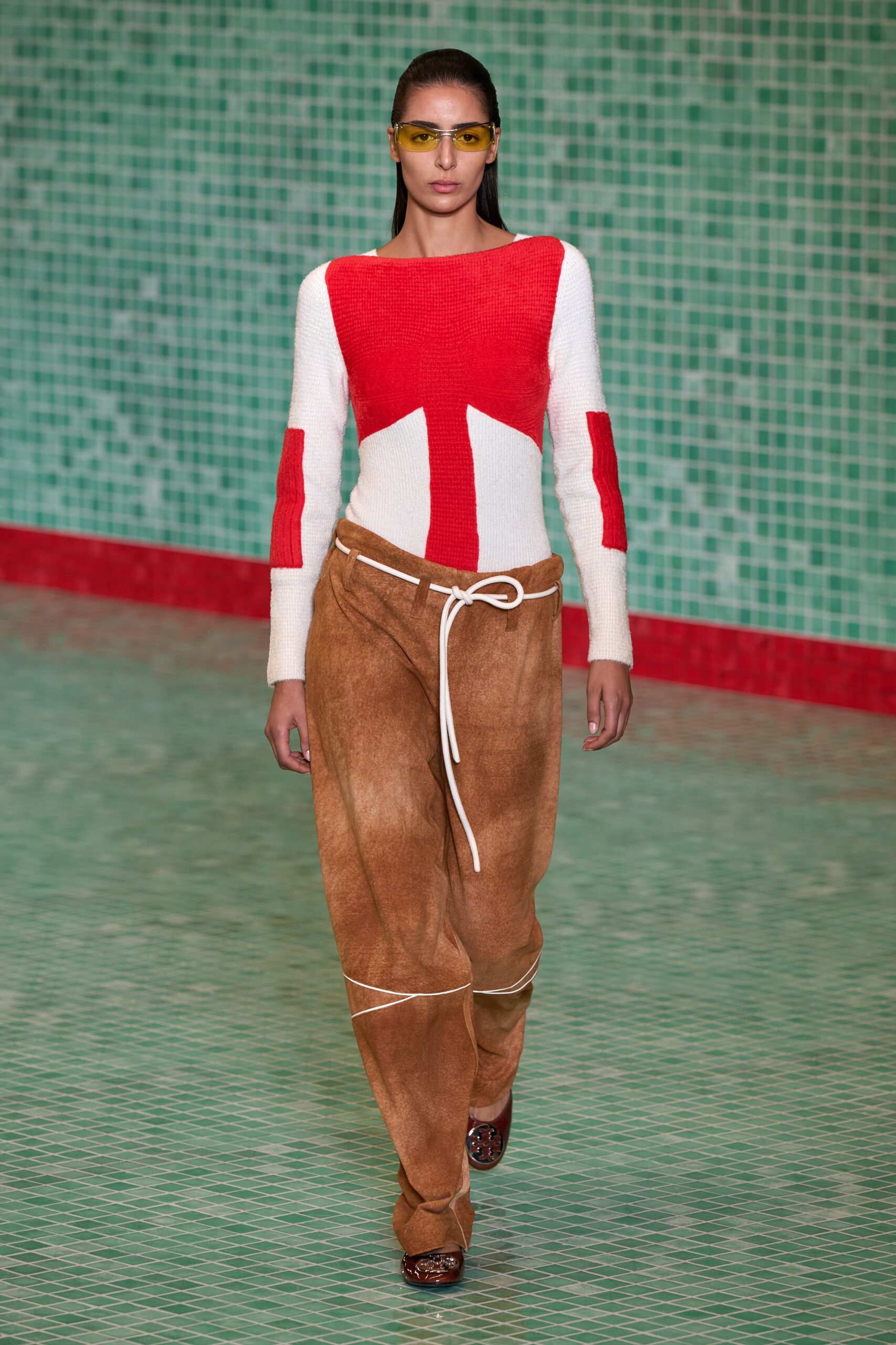 brown suede relaxed wide-leg pants