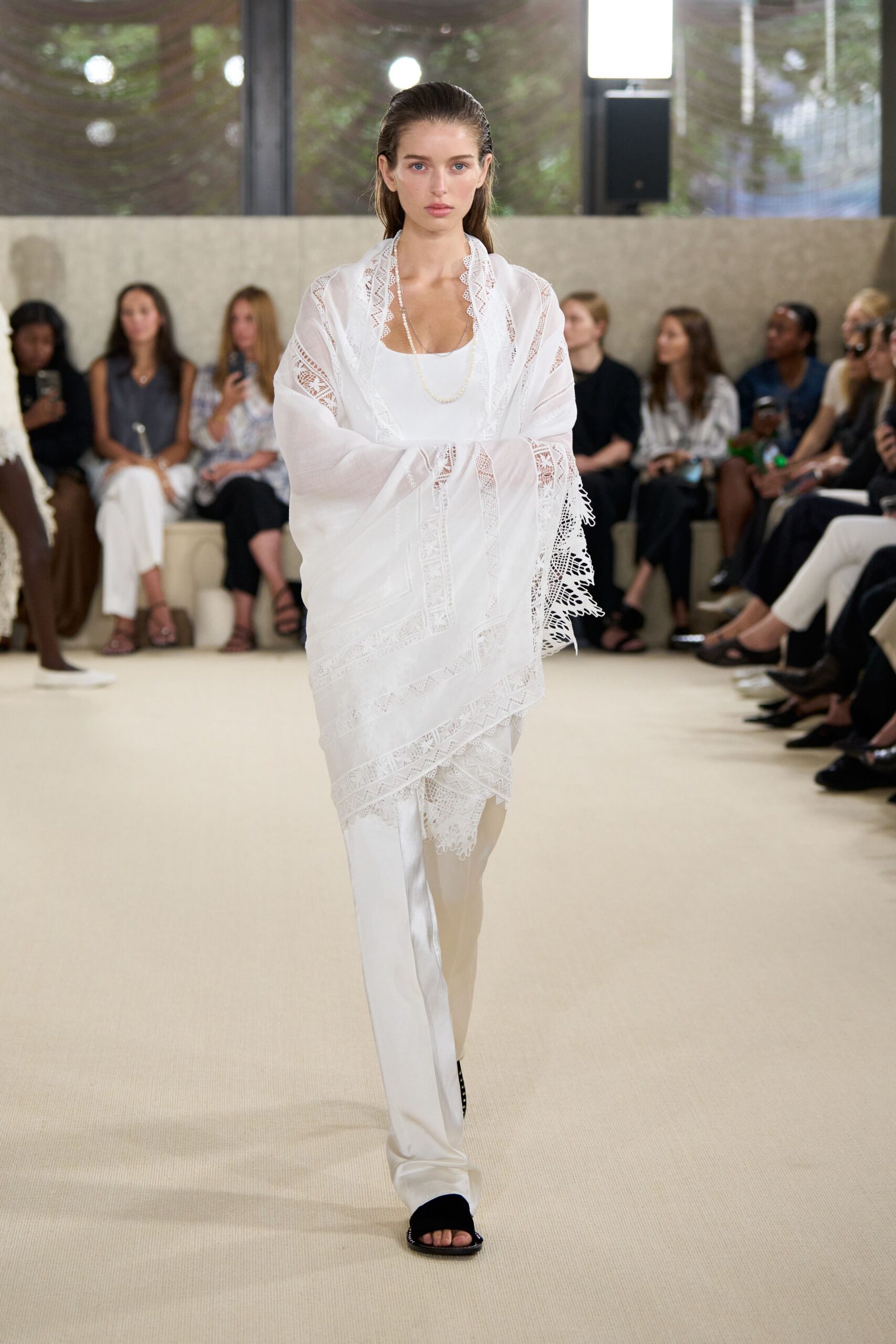 white lace embroidered scarf