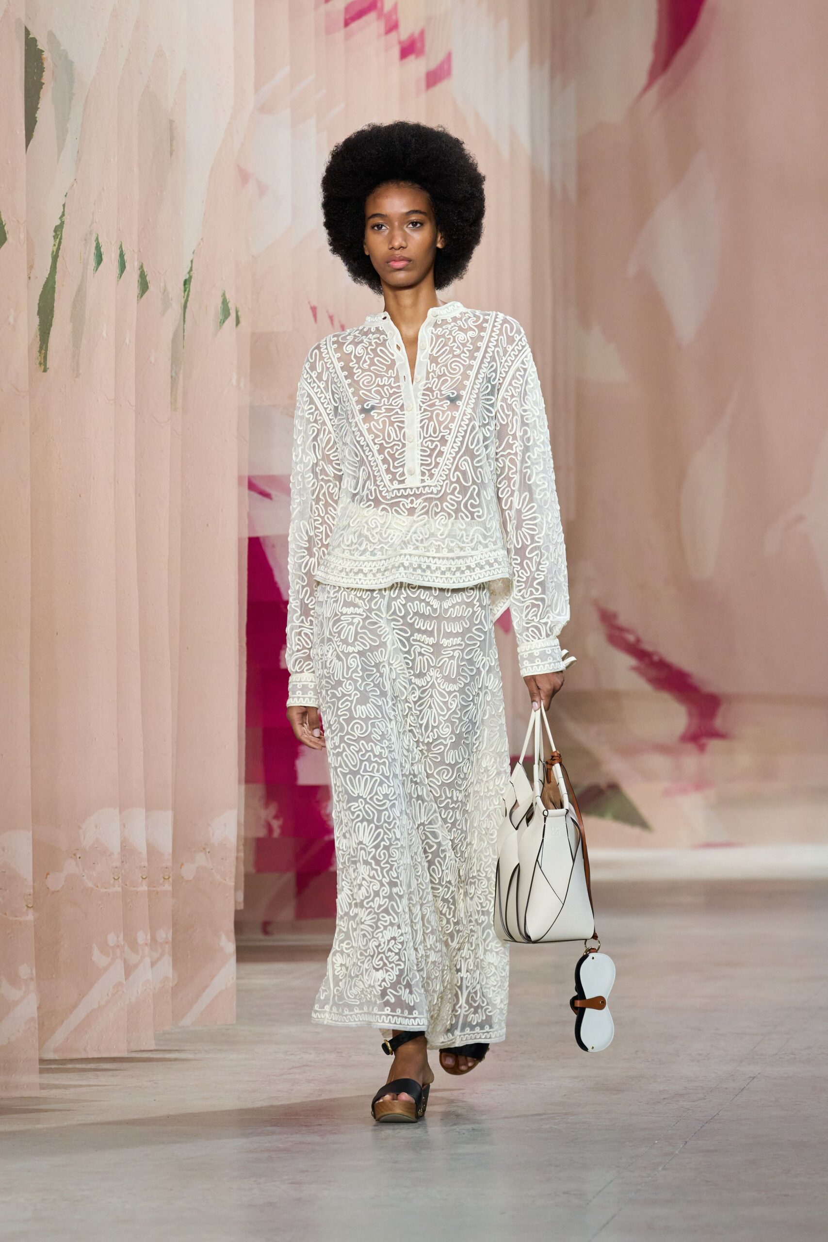 white lace long-sleeve collared fitted embroidered top