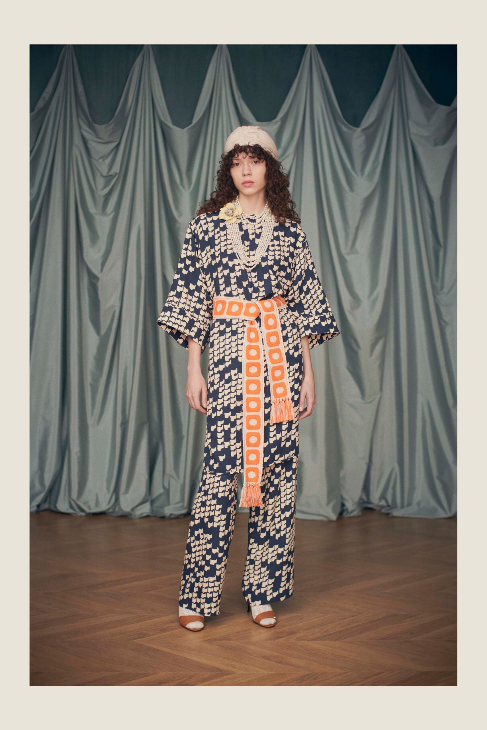 navy printed relaxed jumpsuit