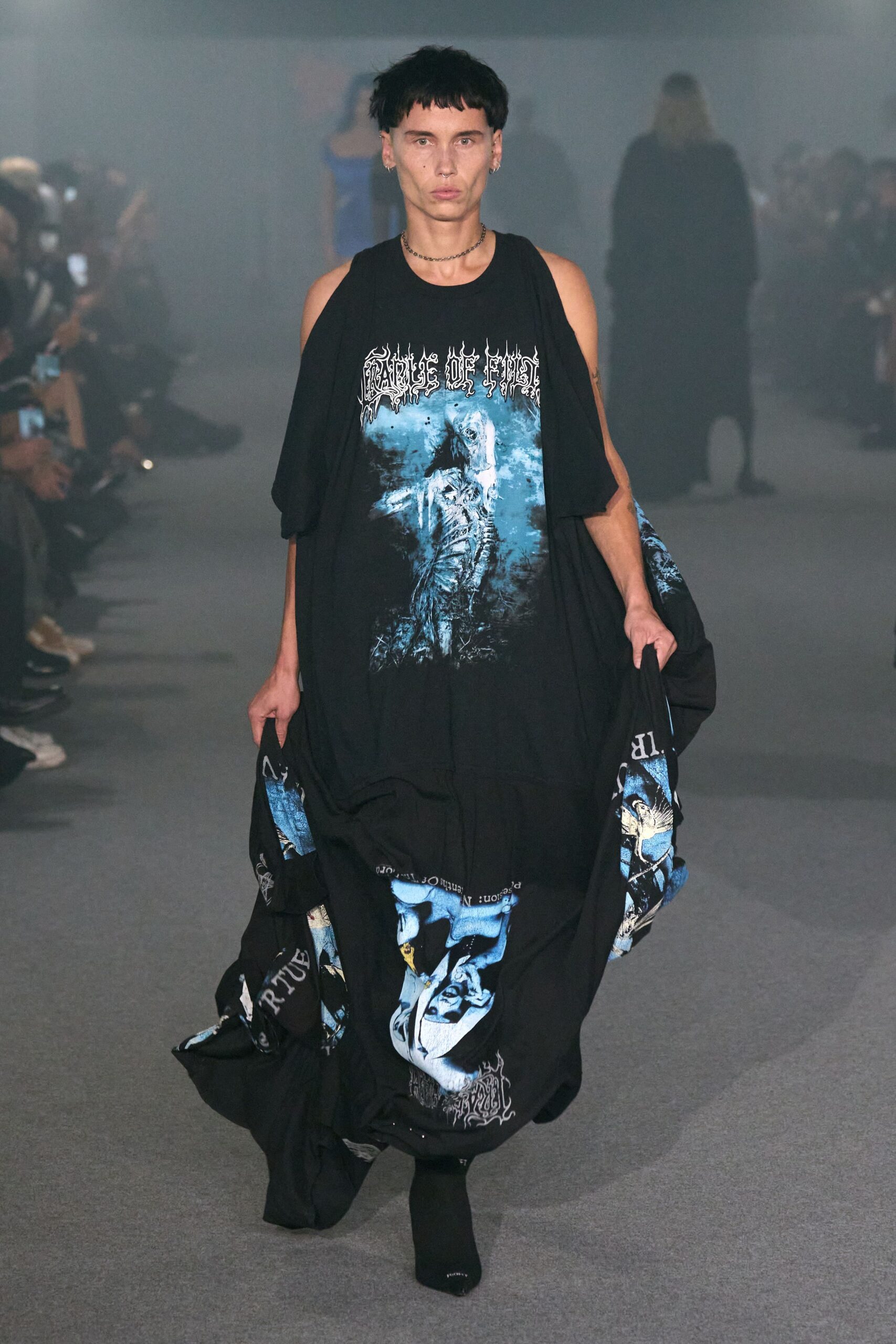 oversized black printed dress