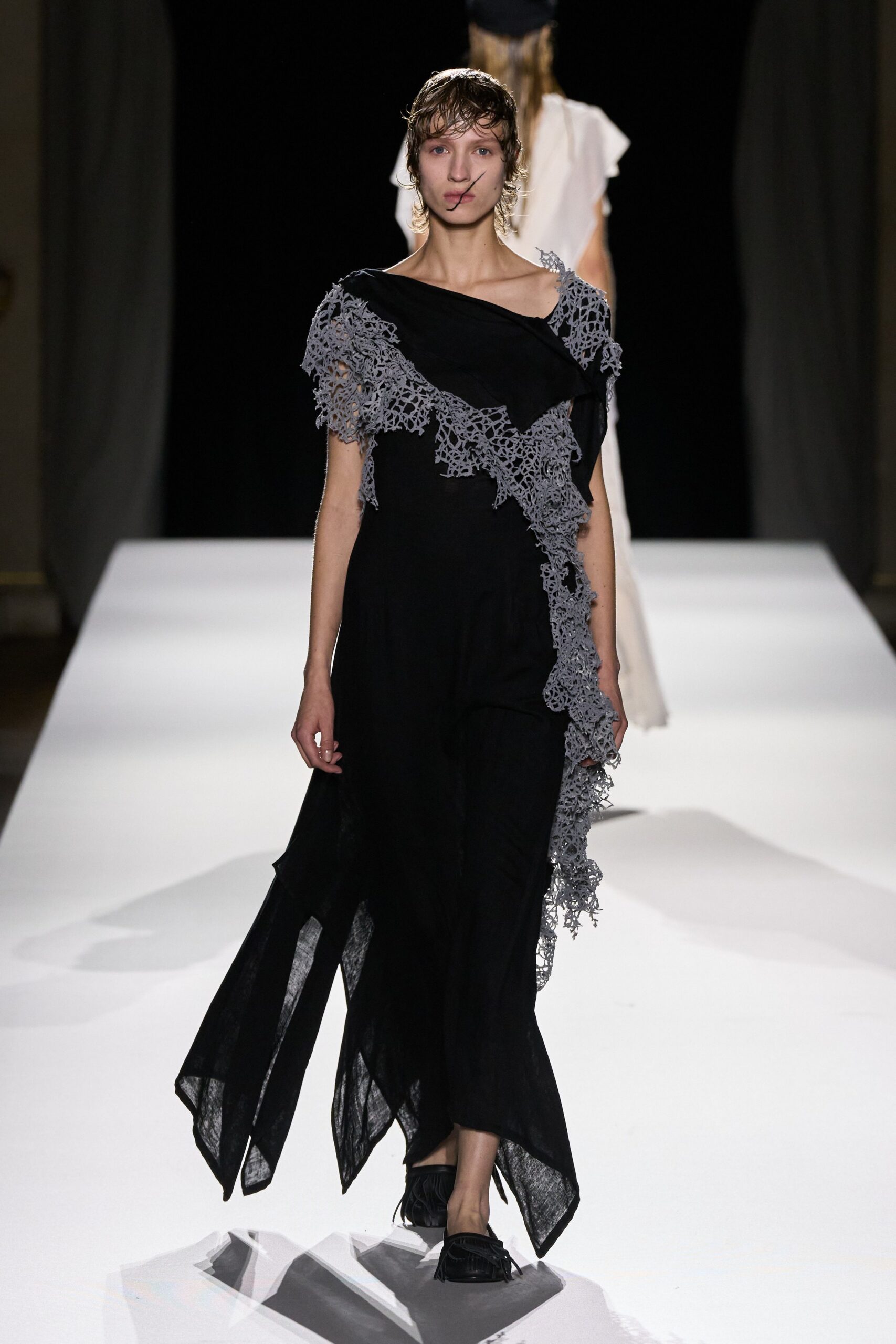 black relaxed asymmetric dress