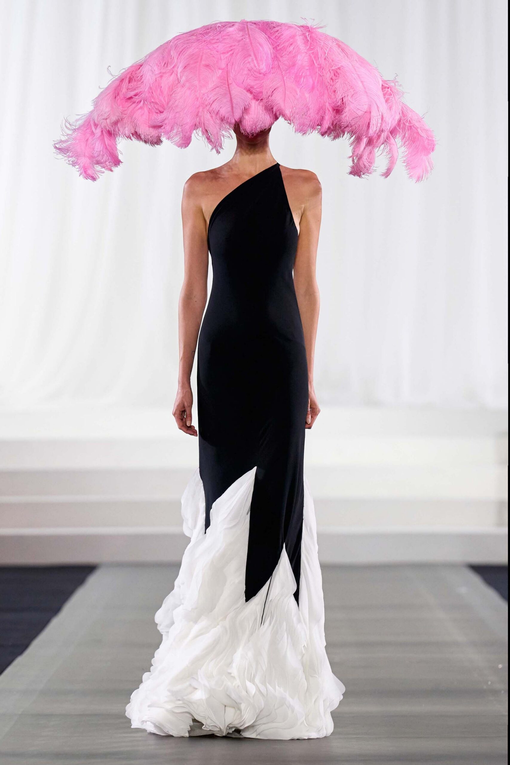 pink feather structured hat